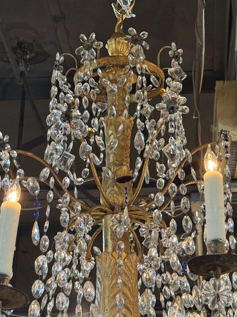 Lampadari in legno dorato e cristallo di Genova del XVIII secolo In condizioni buone in vendita a Dallas, TX