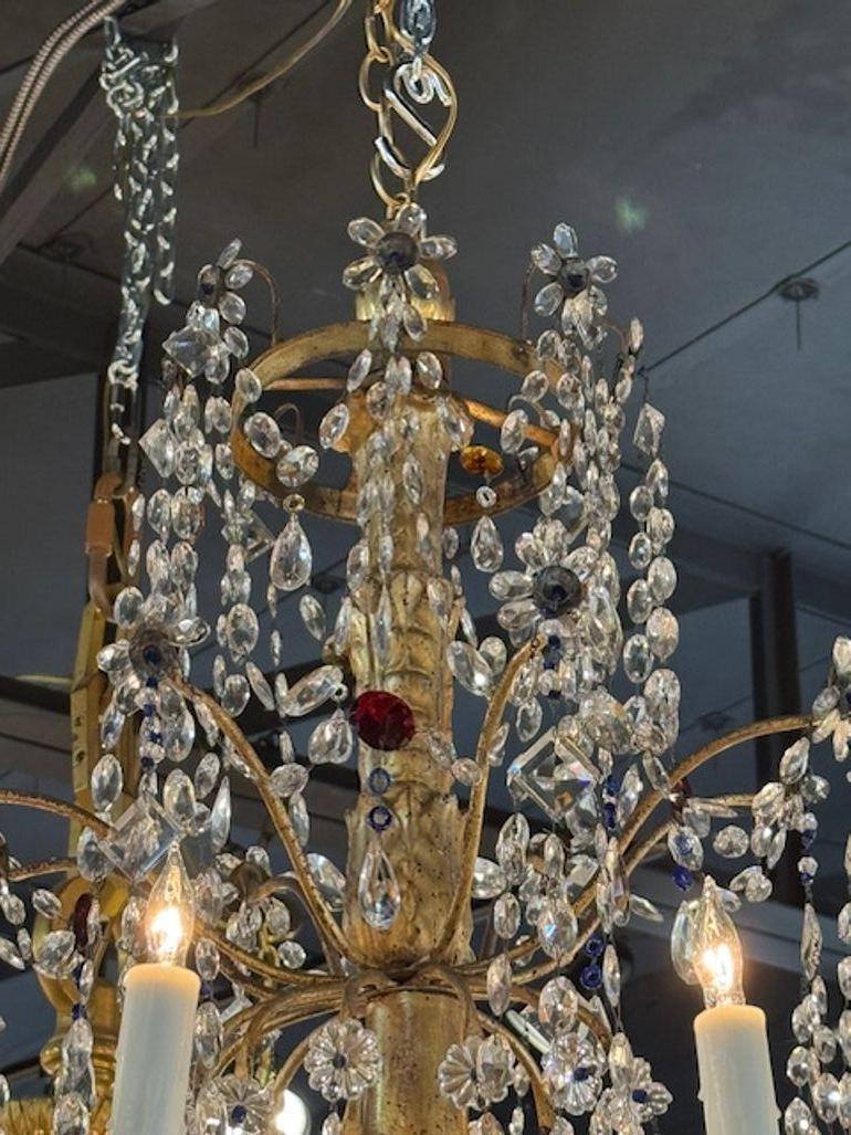 Lampadari in legno dorato e cristallo di Genova del XVIII secolo in vendita 1