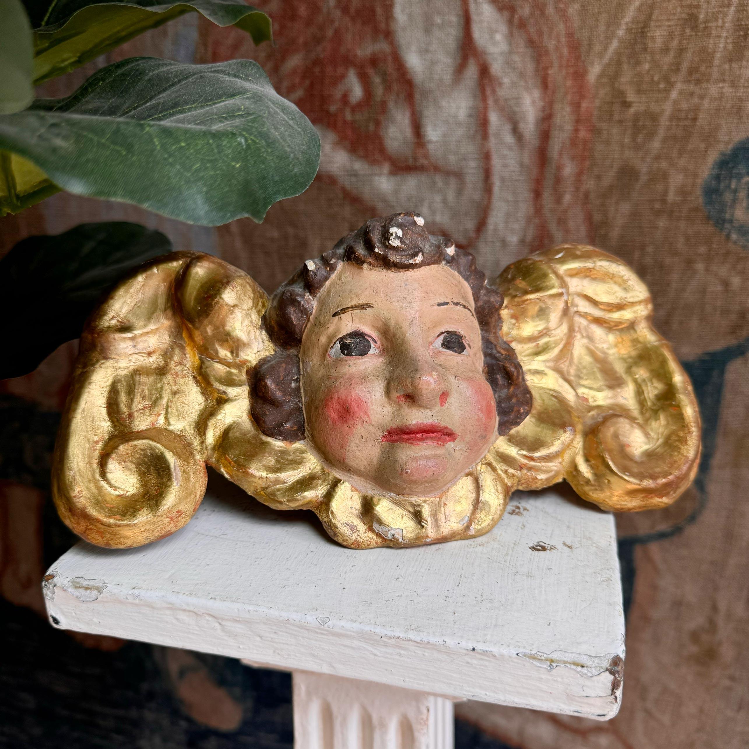 18th Century Giltwood and Polychrome Painted Putti / Cherub For Sale 3