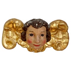 18th Century Giltwood and Polychrome Painted Putti / Cherub