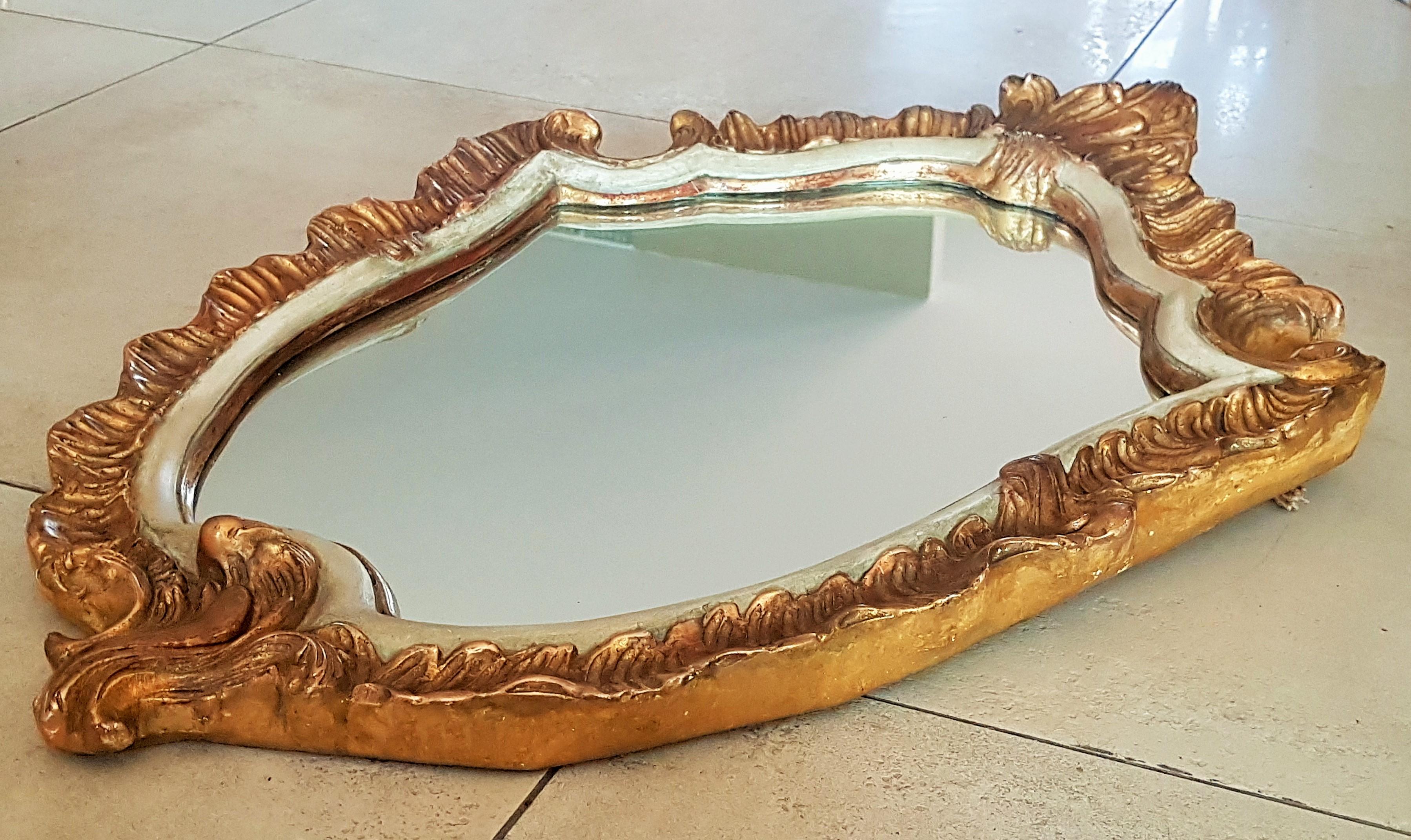 18th Century Giltwood Baroque Wall Mirror Louis XV, France For Sale 8