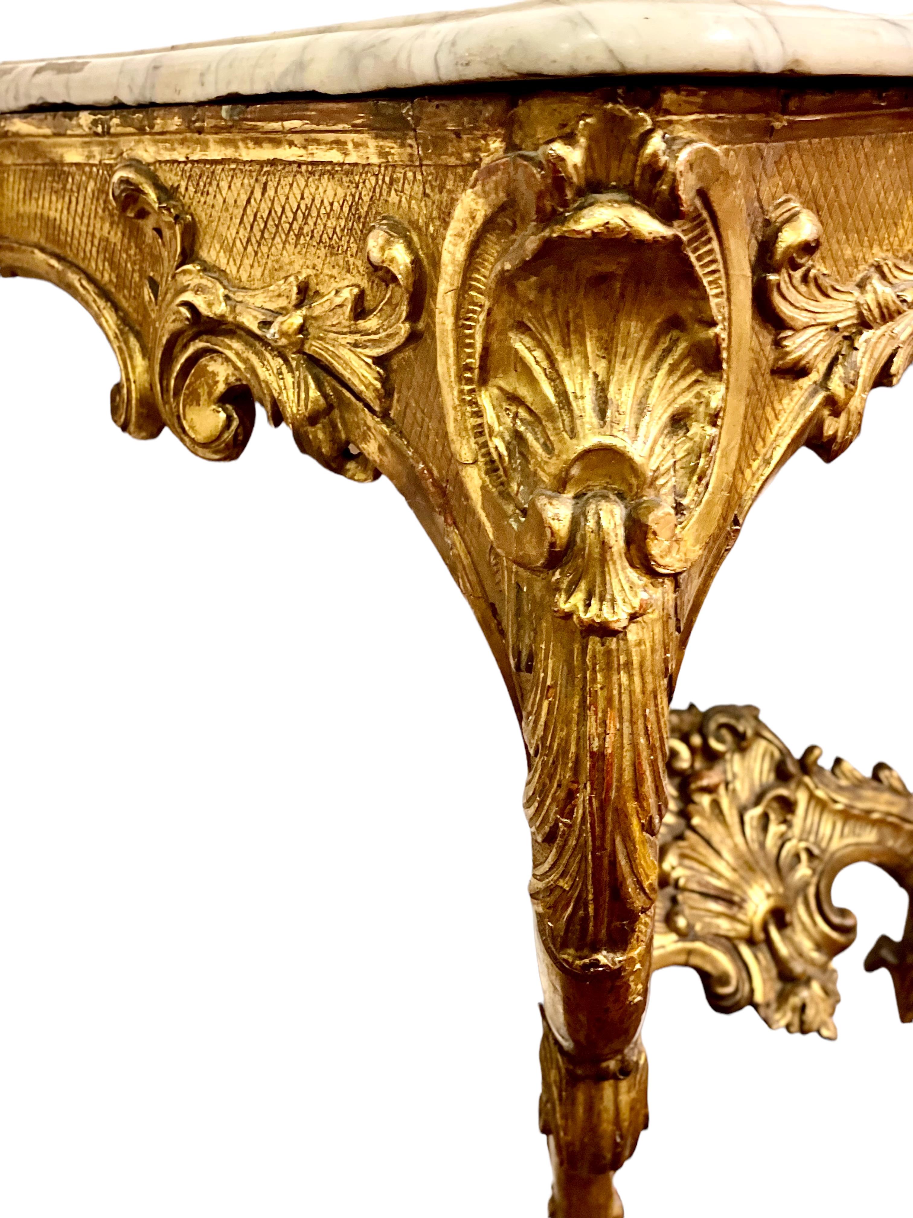French 18th Century Giltwood Console Table For Sale