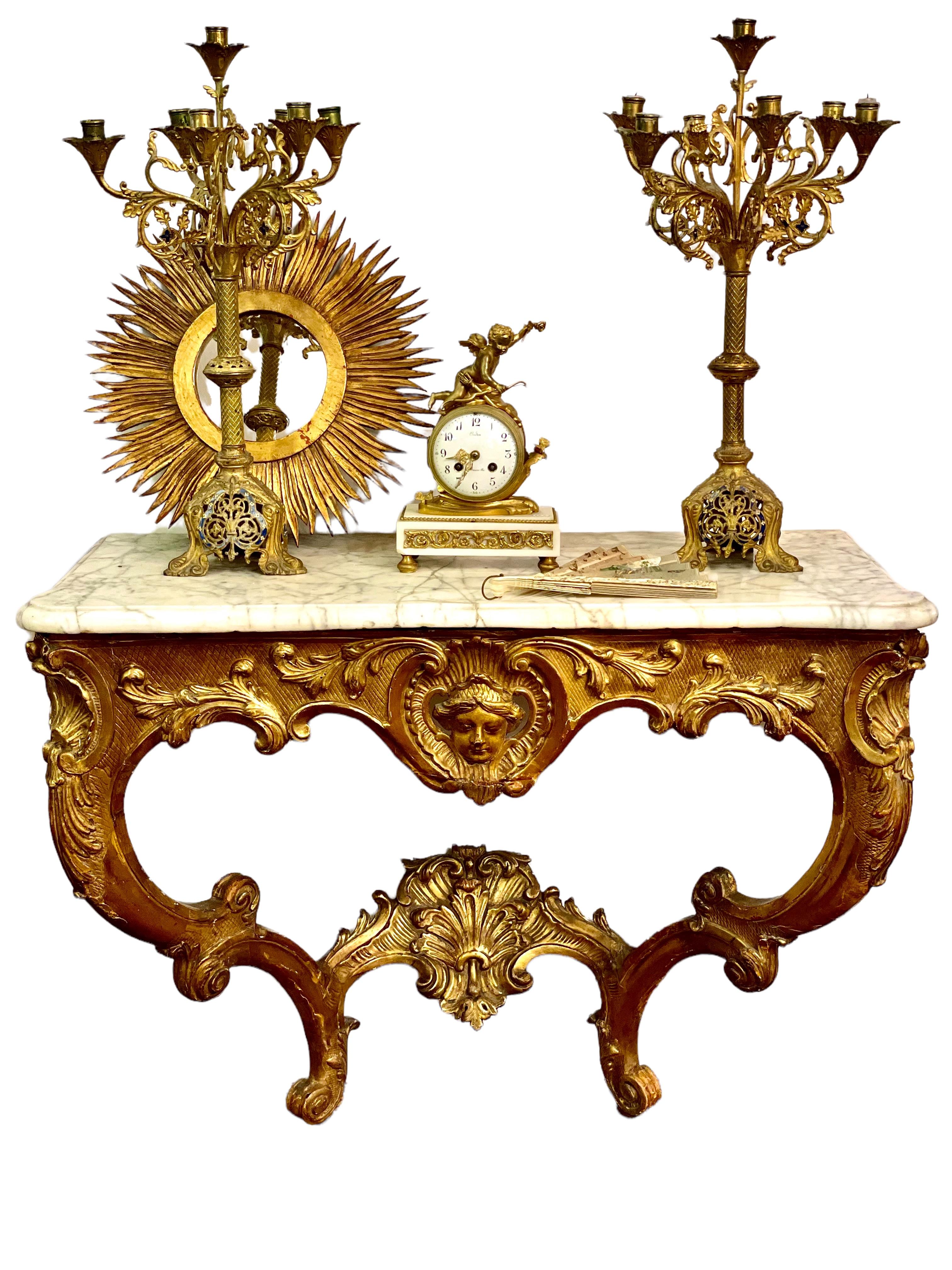 18th Century Giltwood Console Table In Good Condition For Sale In LA CIOTAT, FR