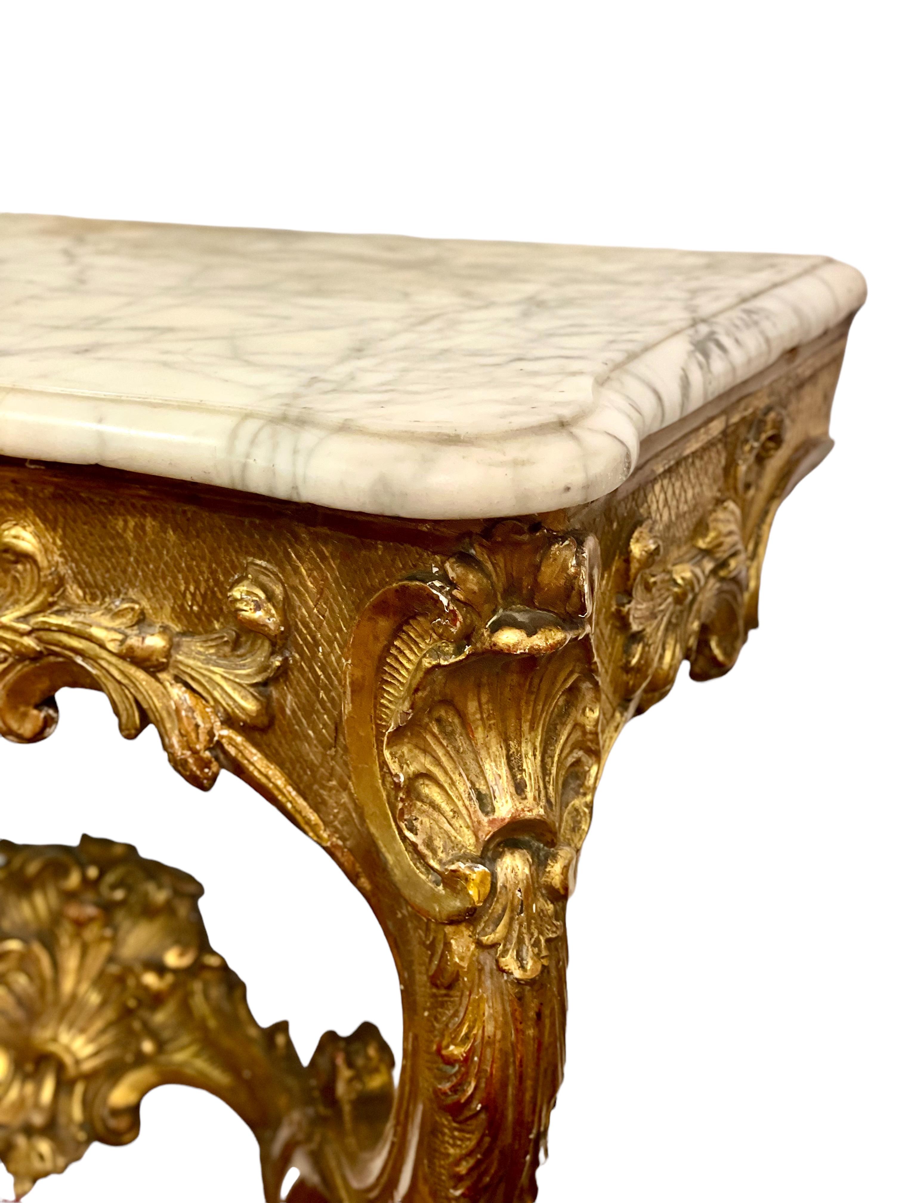 18th Century and Earlier 18th Century Giltwood Console Table For Sale