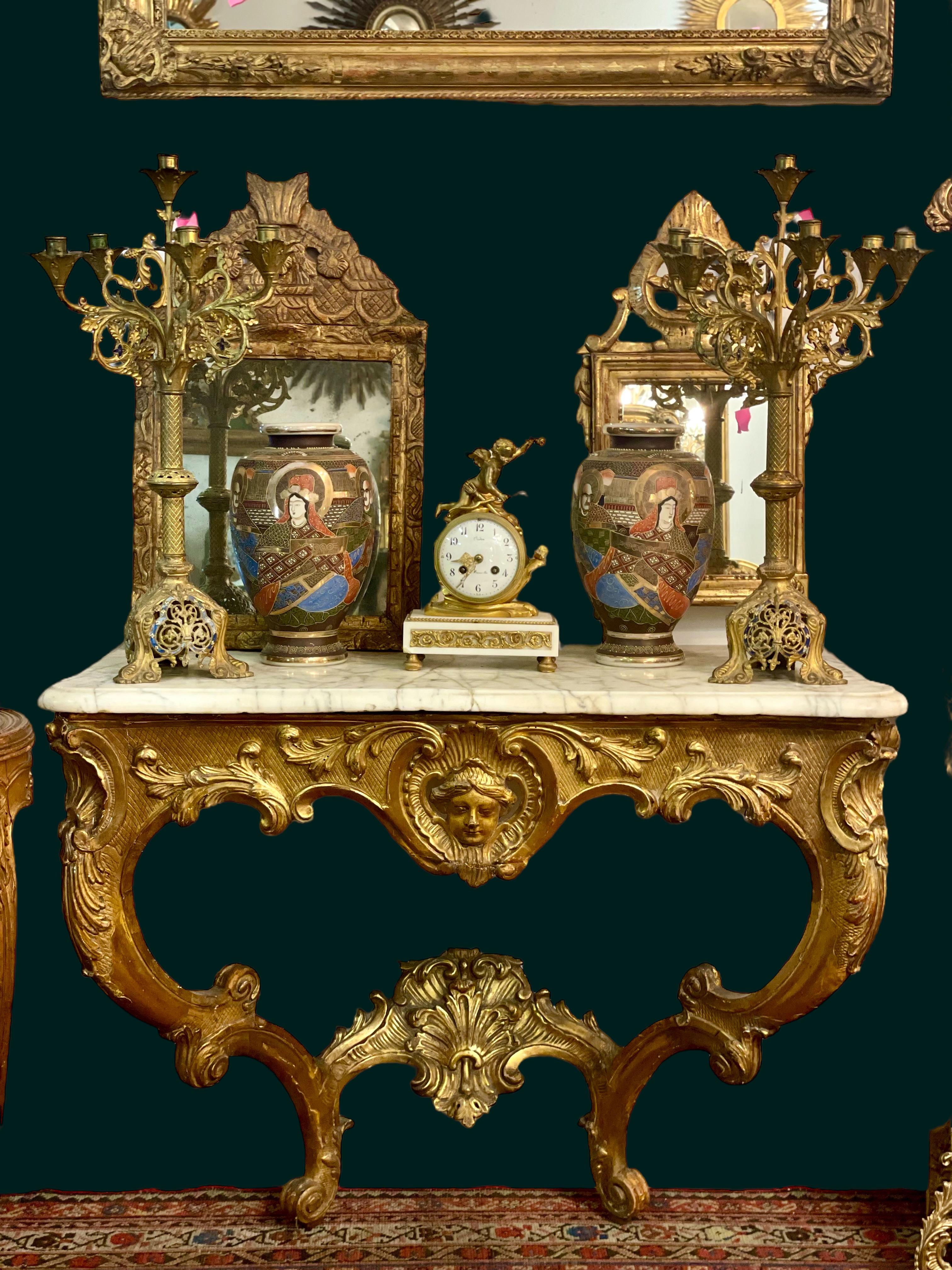 Marble 18th Century Giltwood Console Table For Sale