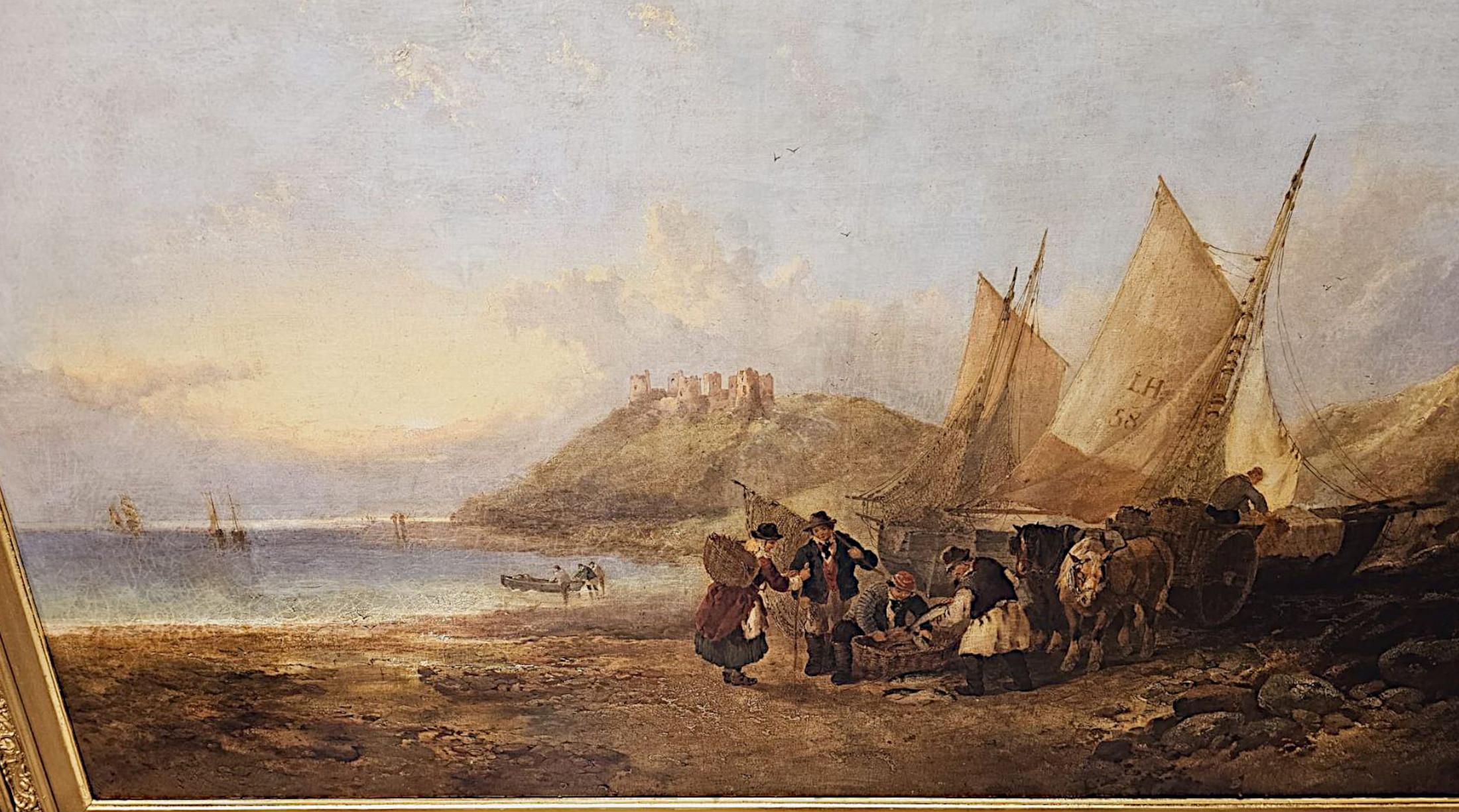 Anglais Peinture de maison de campagne du 18e siècle, encadrée de bois doré, attribuée à George Morland en vente