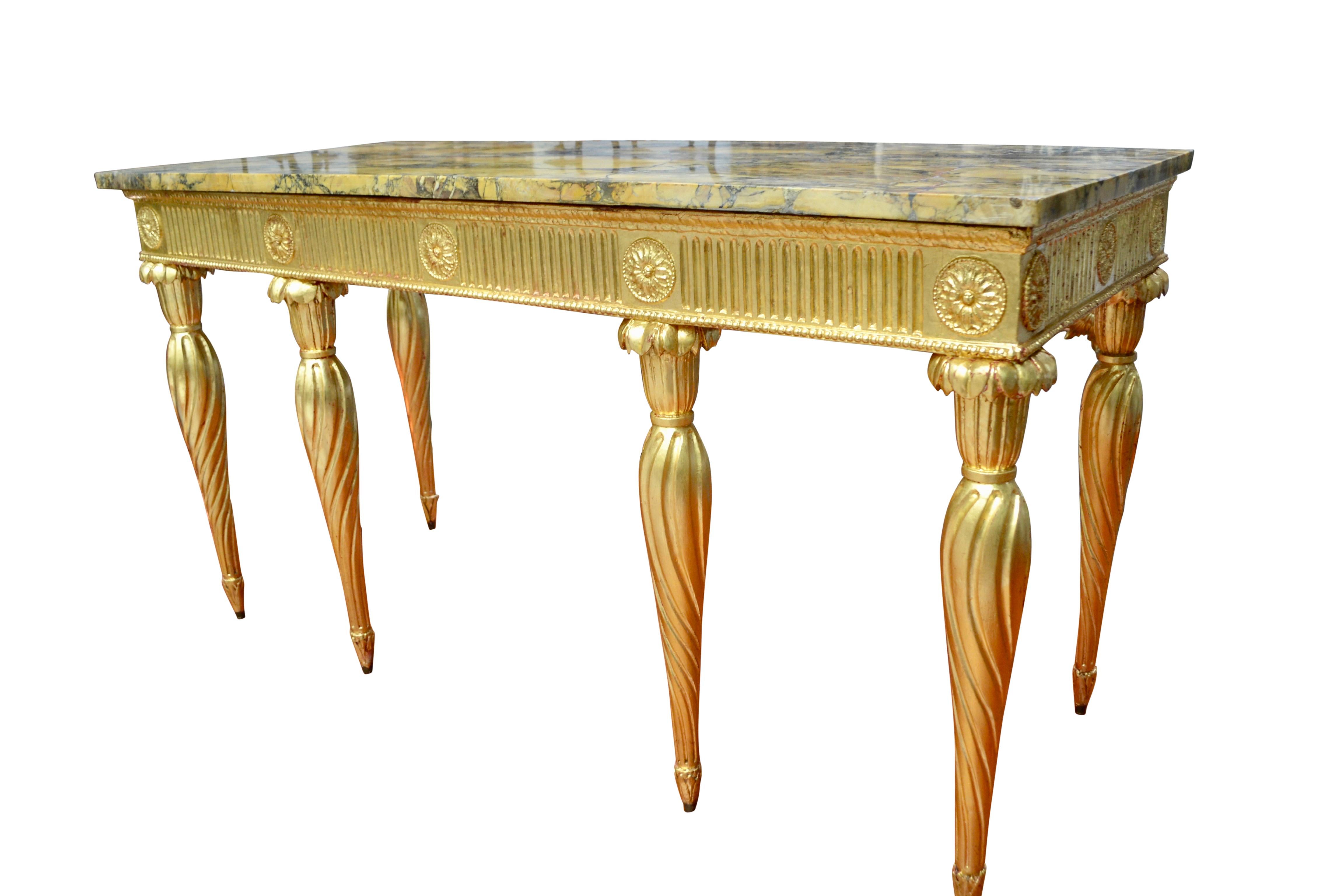 18th Century Giltwood Georgian Console with a Siena Marble Top After W. Kent For Sale 5