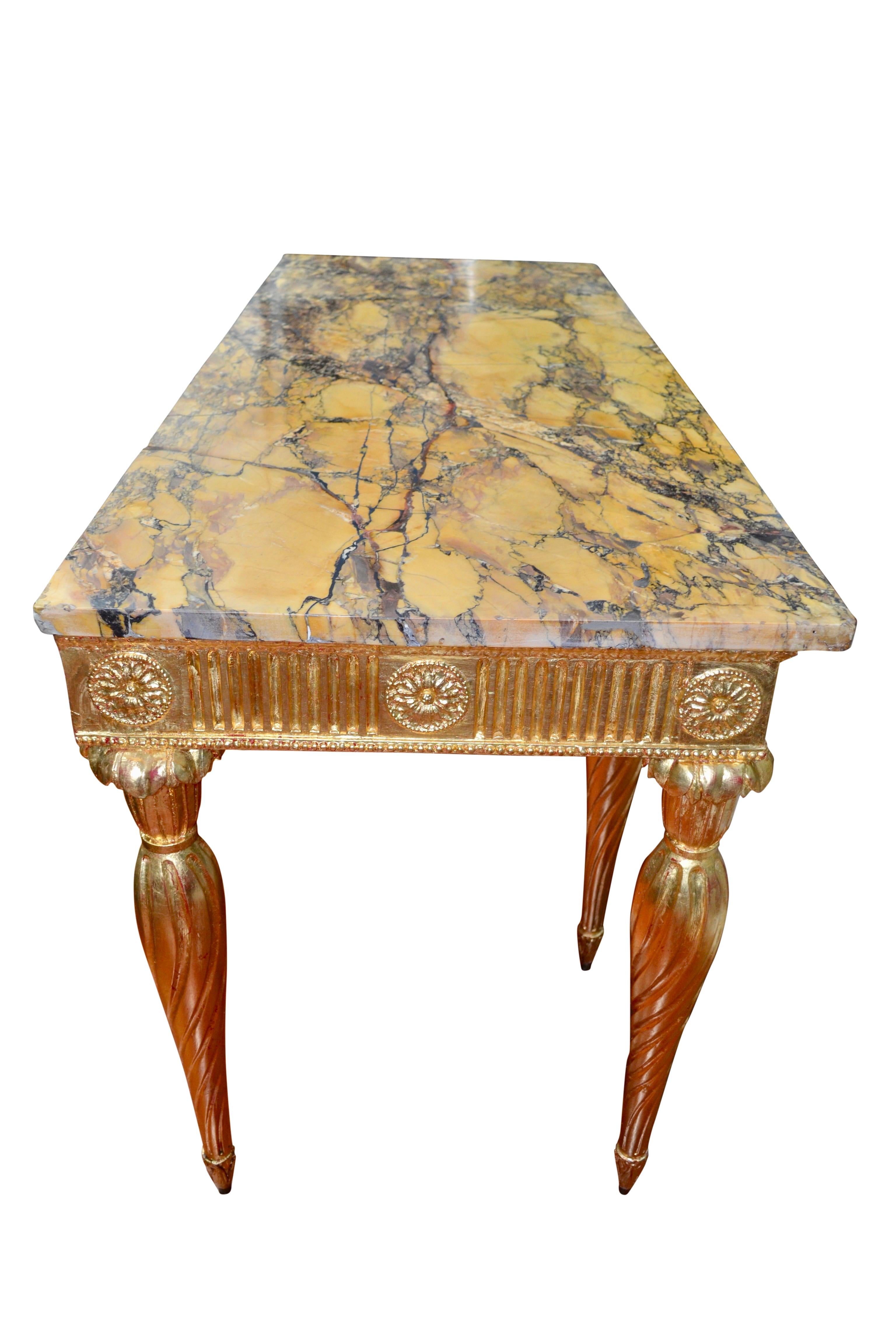 George II 18th Century Giltwood Georgian Console with a Siena Marble Top After W. Kent For Sale