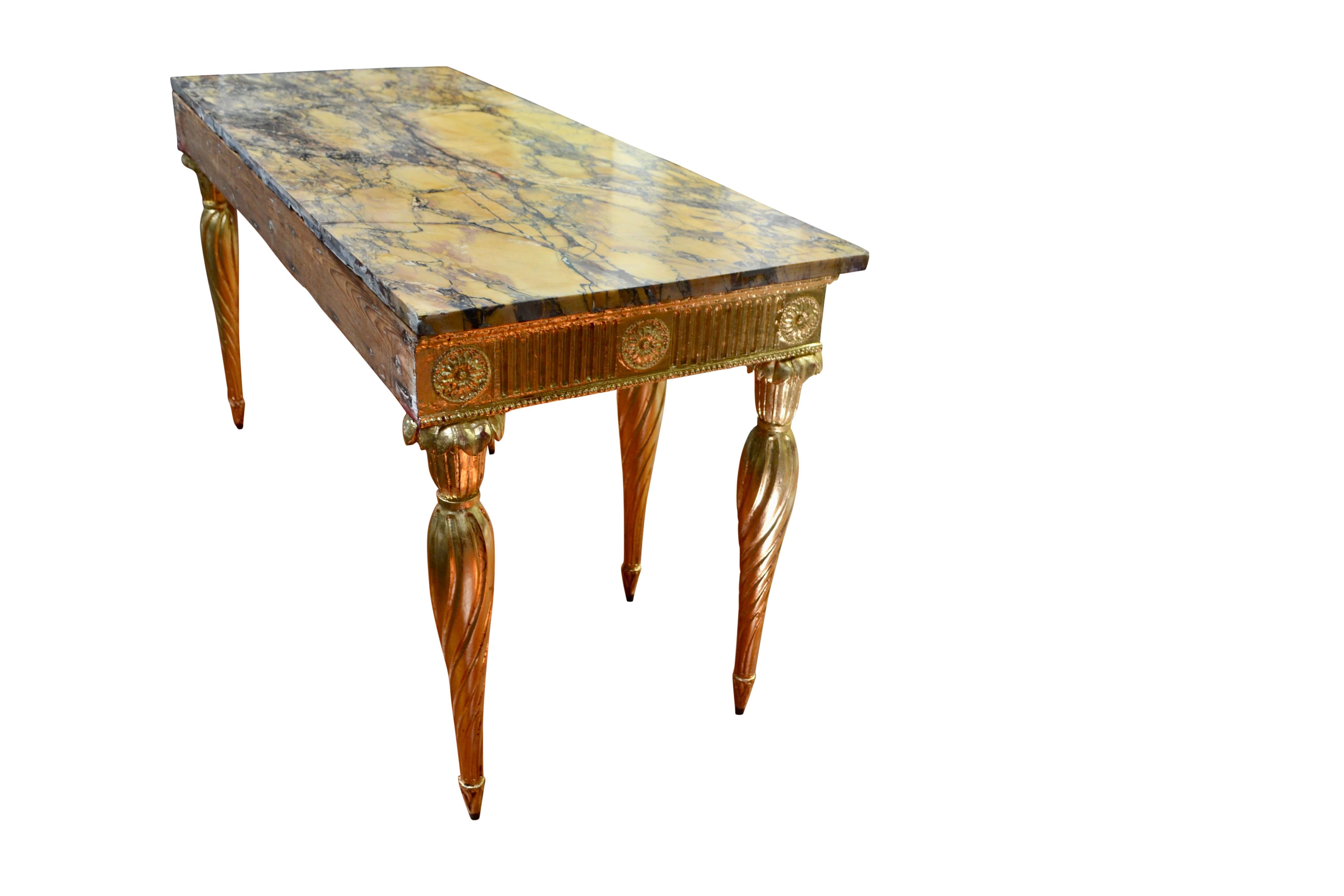 18th Century Giltwood Georgian Console with a Siena Marble Top After W. Kent For Sale 1