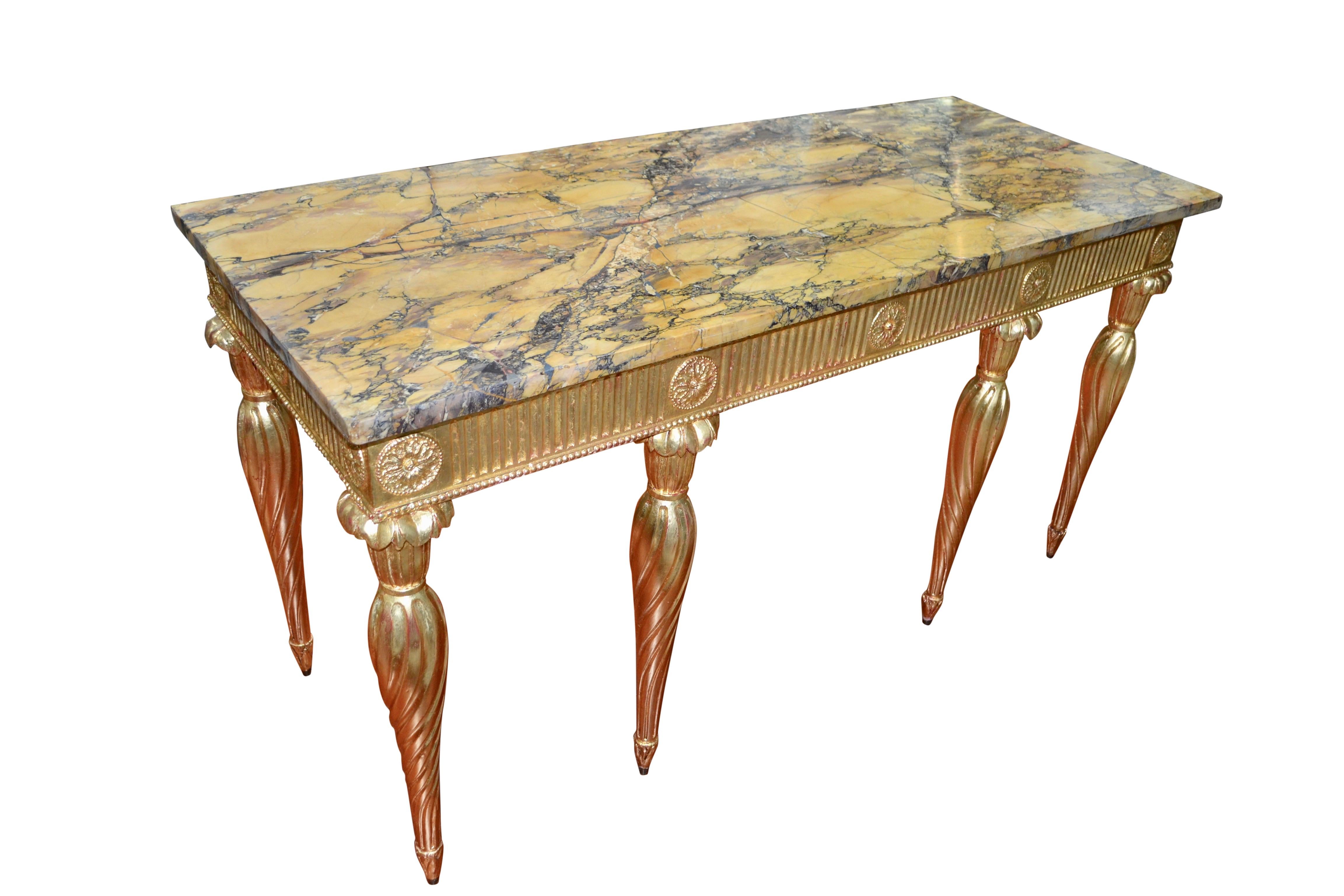 18th Century Giltwood Georgian Console with a Siena Marble Top After W. Kent For Sale 4