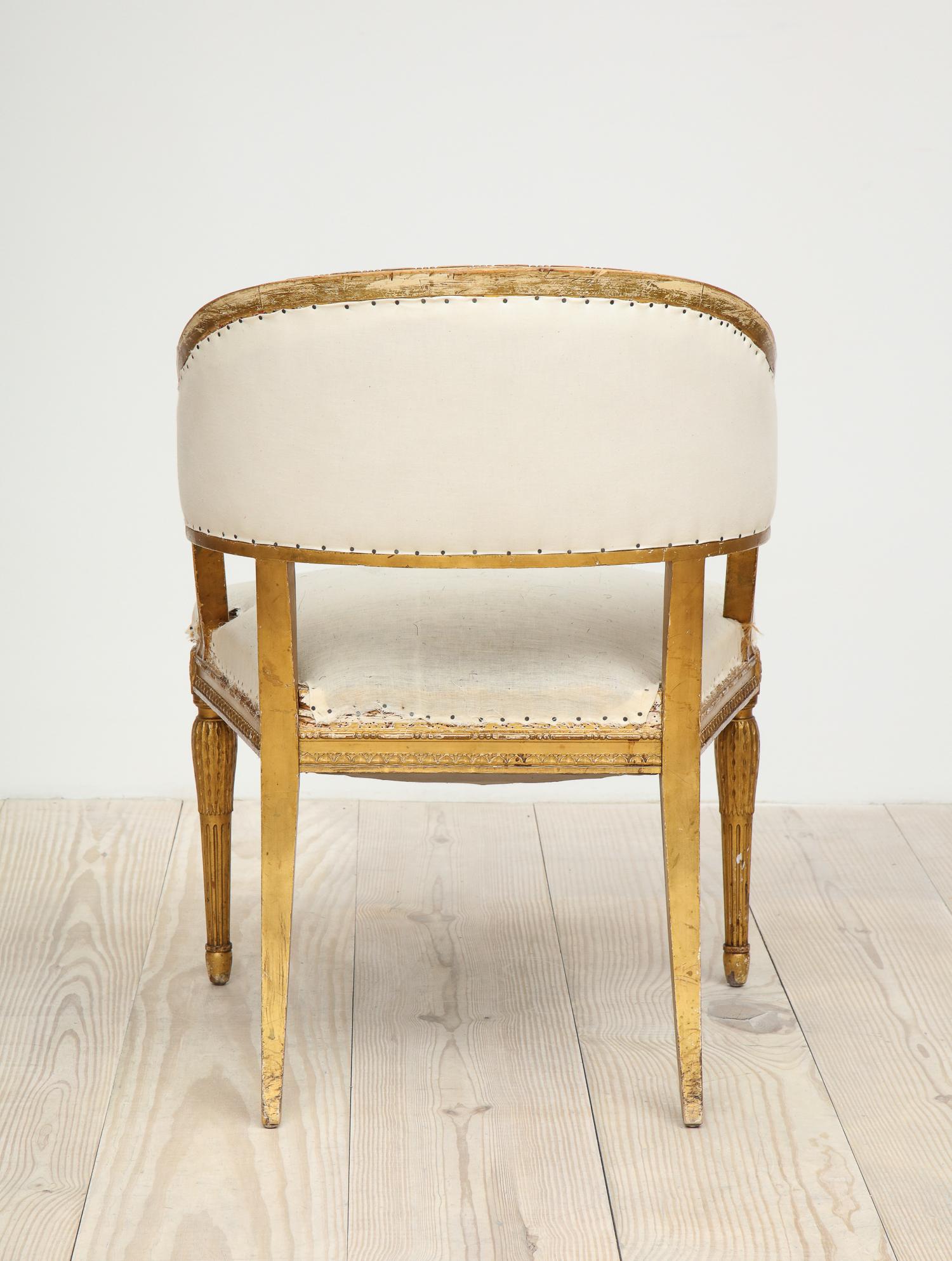 18th Century Giltwood Gustavian Bucket Chairs, Set of 4, Sweden, Circa 1790-1800 For Sale 5