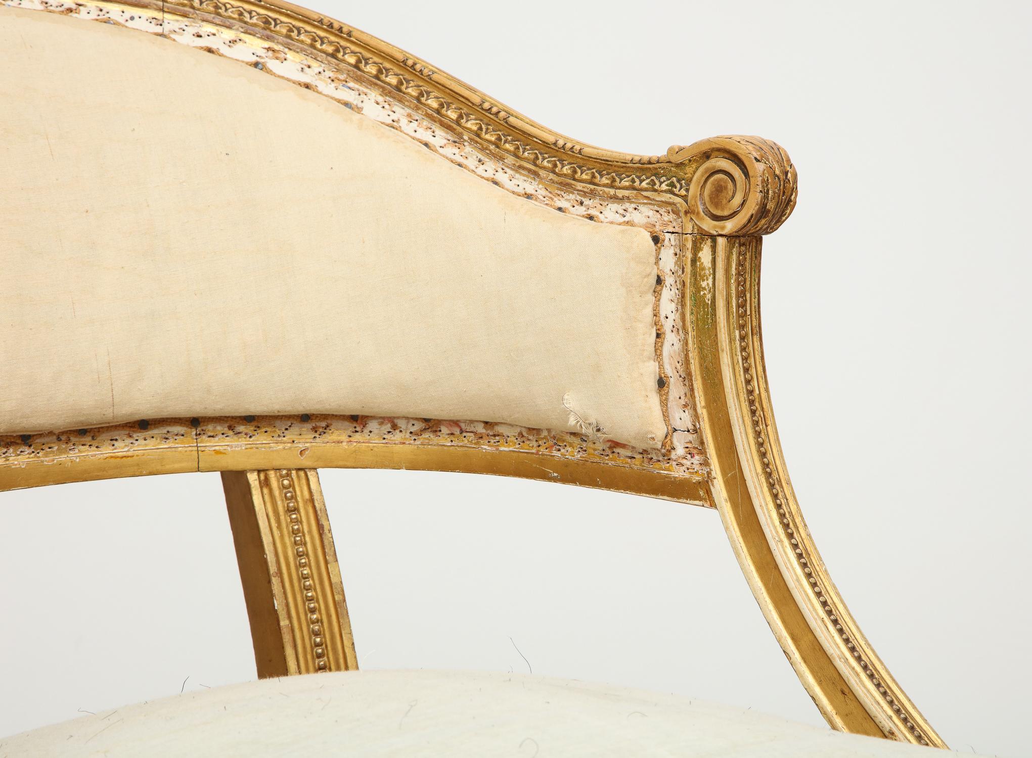 18th Century Giltwood Gustavian Bucket Chairs, Set of 4, Sweden, Circa 1790-1800 For Sale 2