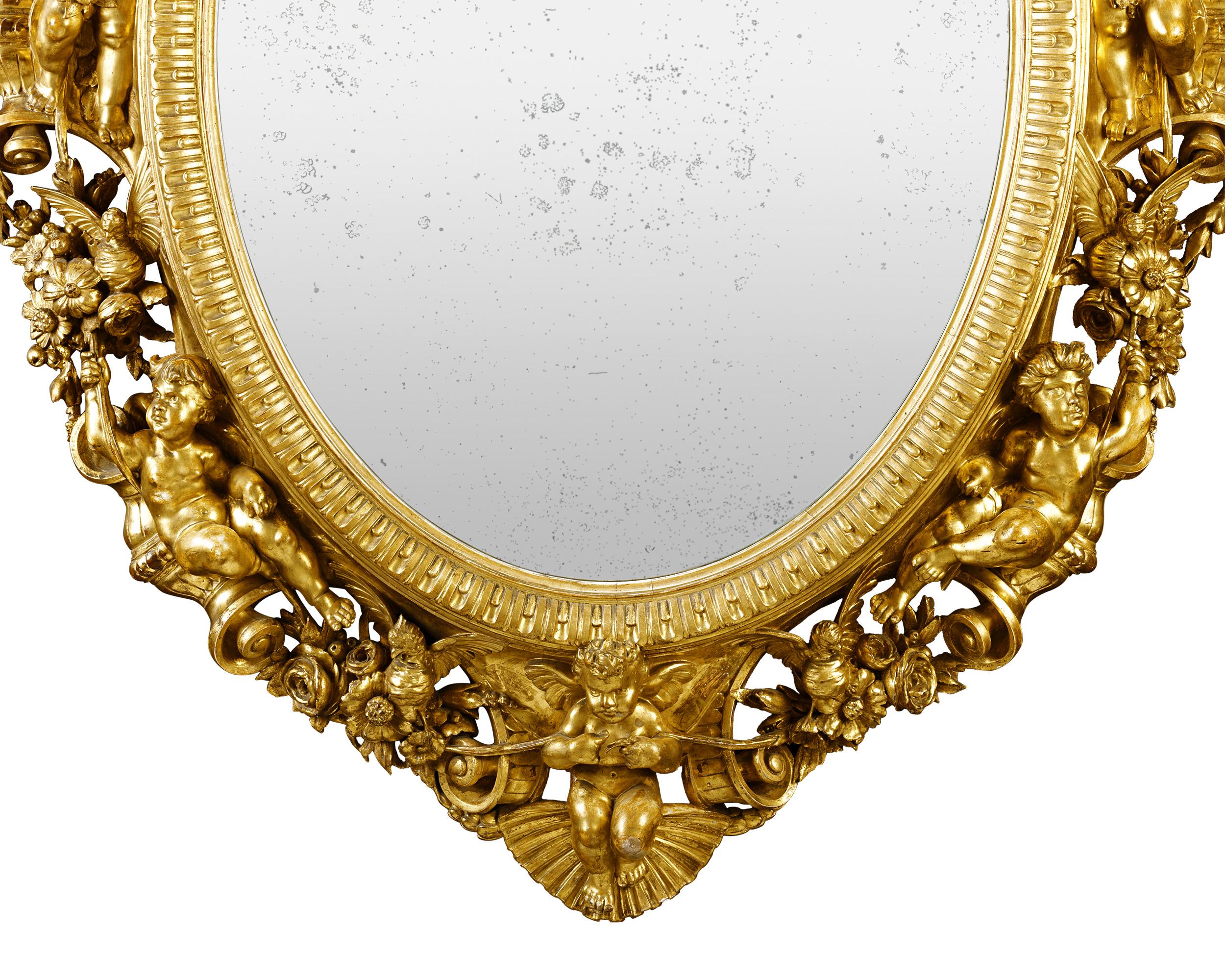 Rococo 18th-Century Giltwood Italian Mirror