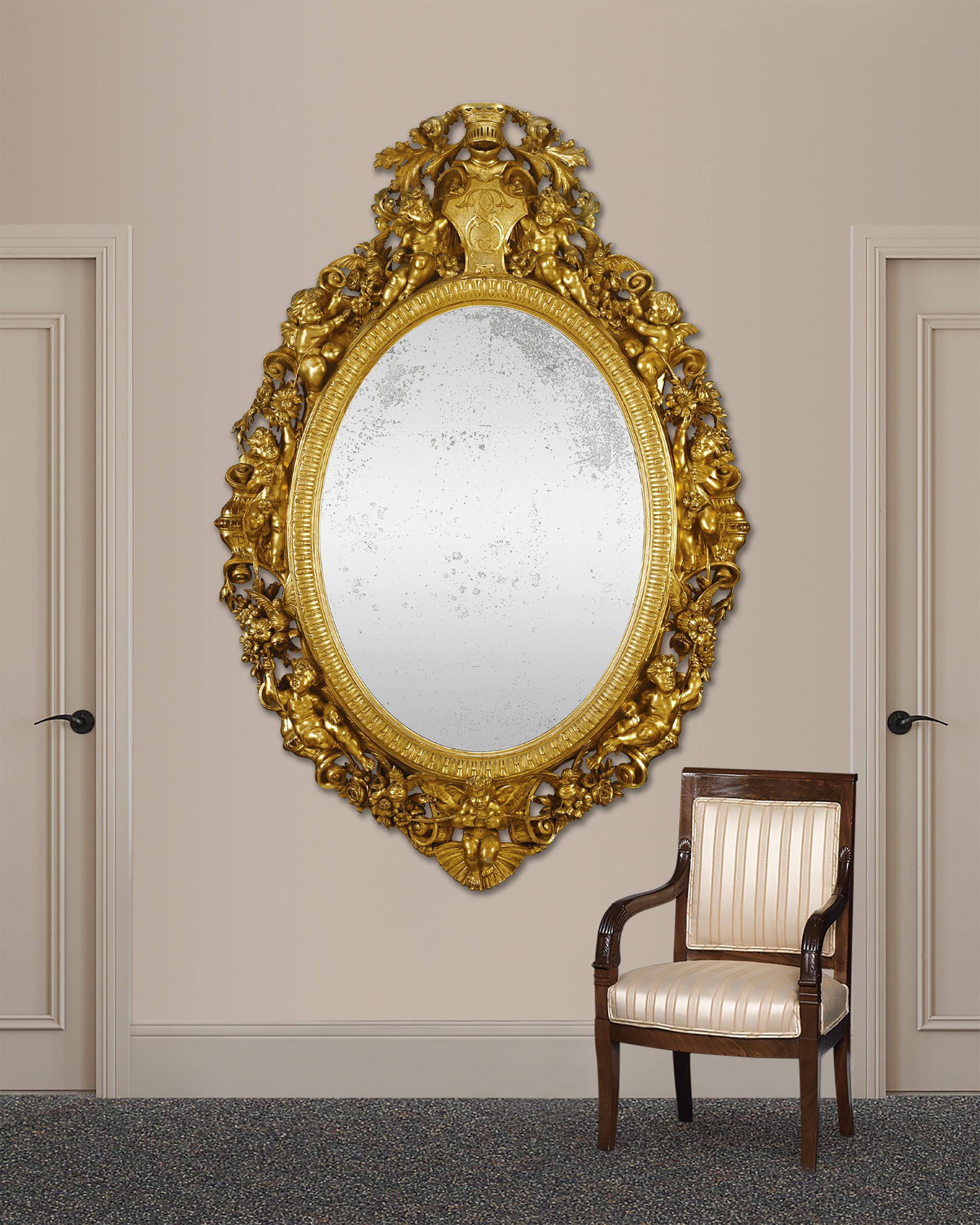 18th-Century Giltwood Italian Mirror In Excellent Condition In New Orleans, LA