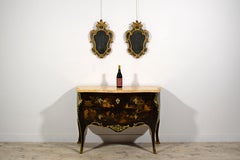 18° secolo, Coppia di candele da parete in legno dorato Luigi XV con specchio