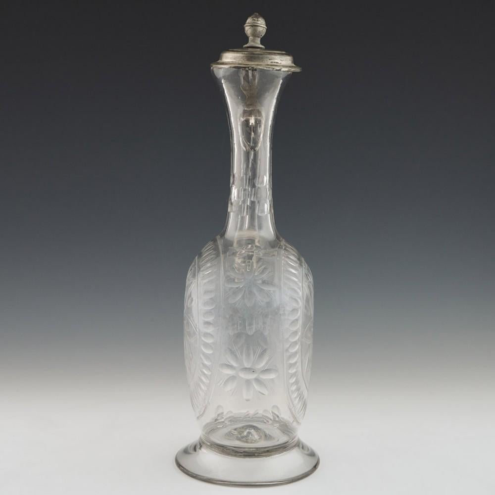 Czech 18th Century Glass and Pewter Claret Jug, circa 1780 For Sale