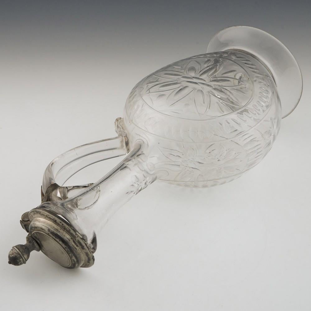 18th Century Glass and Pewter Claret Jug, circa 1780 For Sale 1