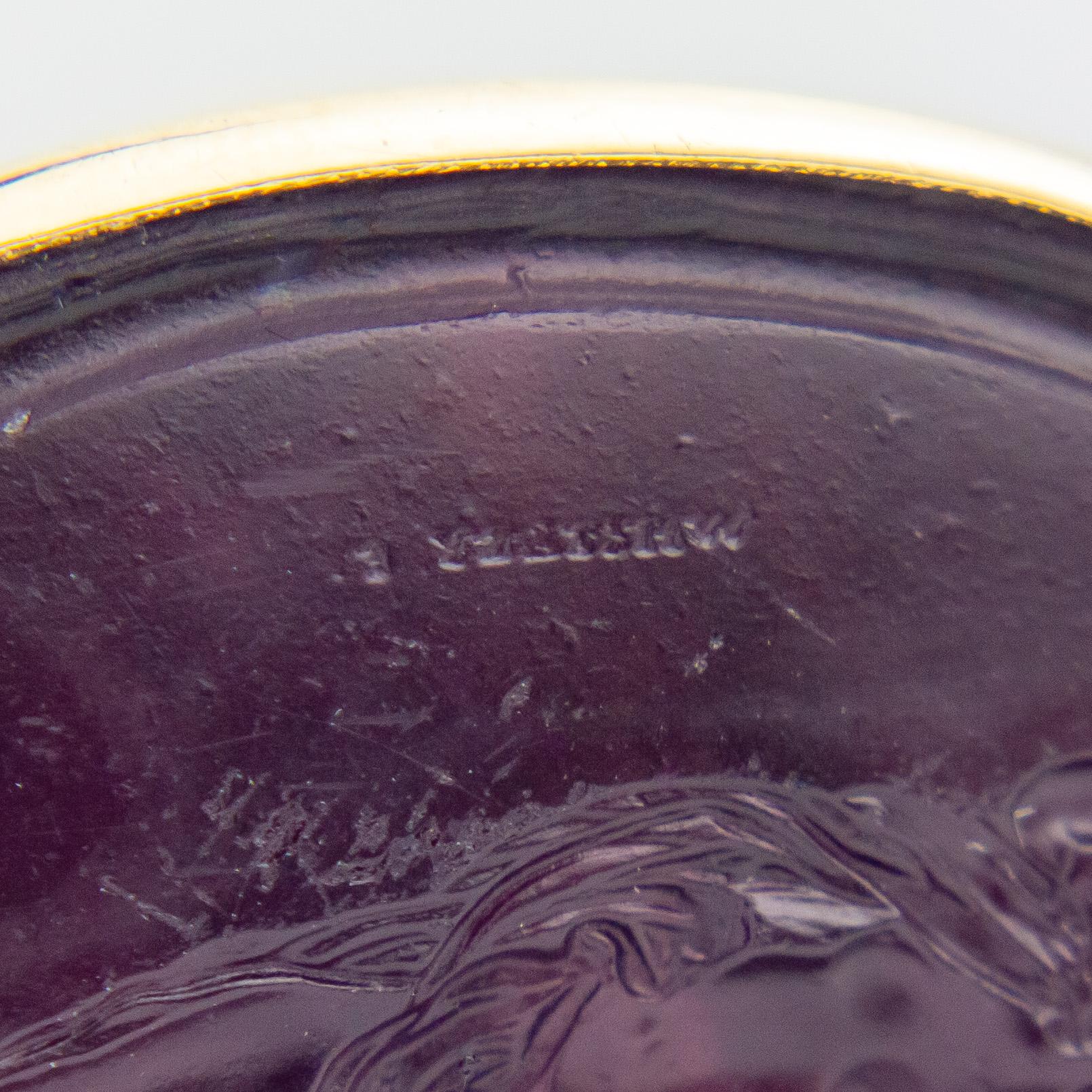 18th Century Glass Intaglio & 9 Karat Yellow Gold Ring In Fair Condition For Sale In Brisbane City, QLD