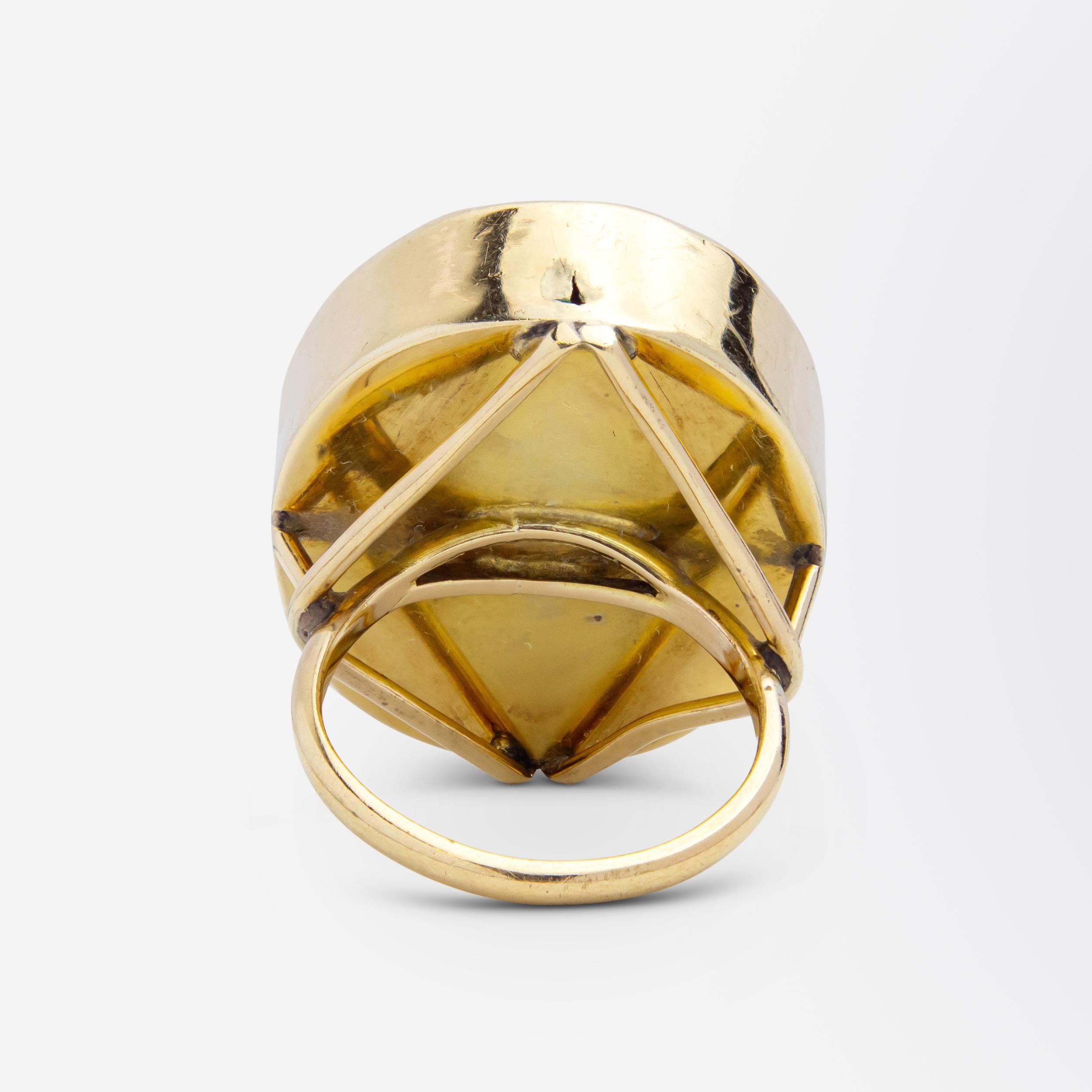 18th Century Glass Intaglio & 9 Karat Yellow Gold Ring For Sale 1
