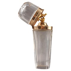Flask aus Gold und geschliffenem Kristall aus dem 19. Jahrhundert, Niederländisch