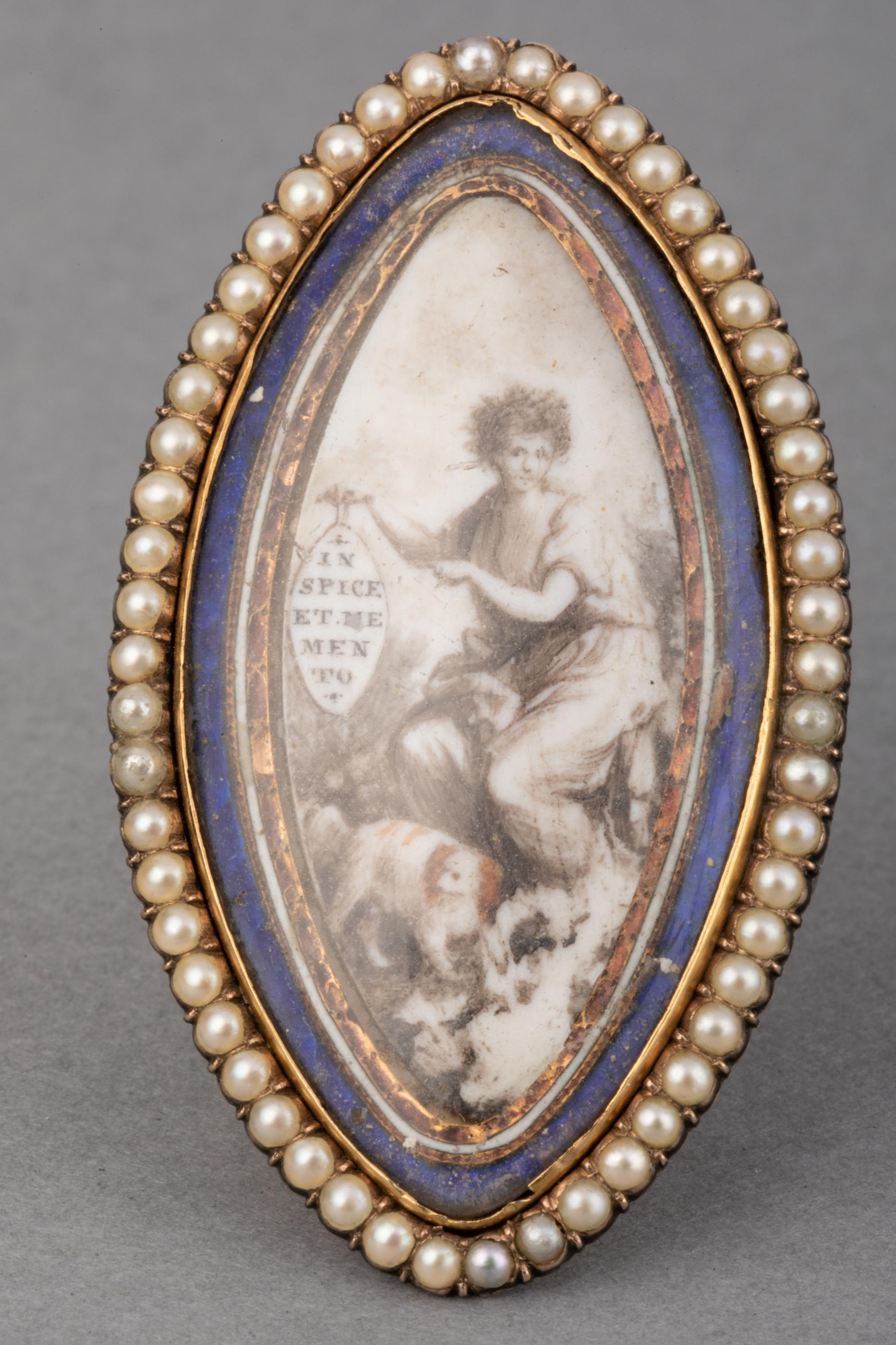18th Century Gold Pearls and Painting French Ring In Good Condition For Sale In Saint-Ouen, FR