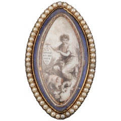 18th Century Gold Pearls and Painting French Ring