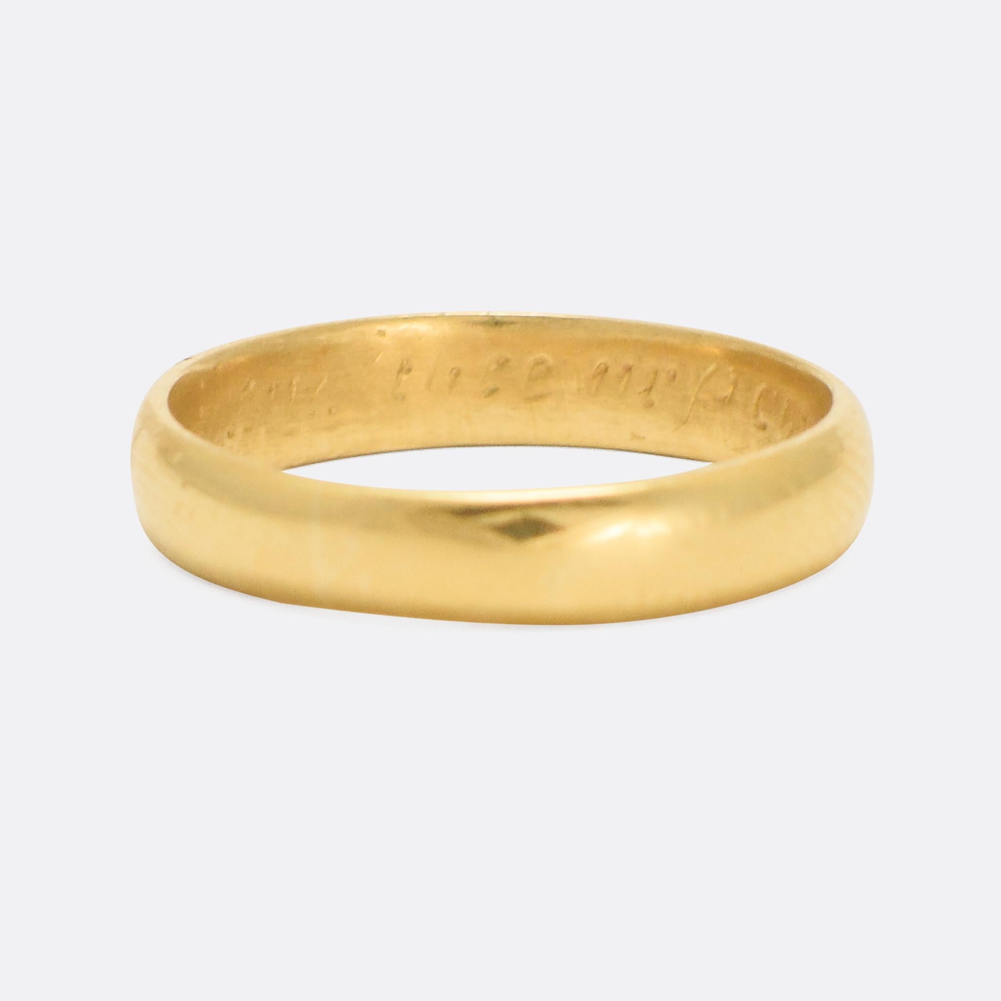 A sweet 18th Century Posy ring engraved with the words 
