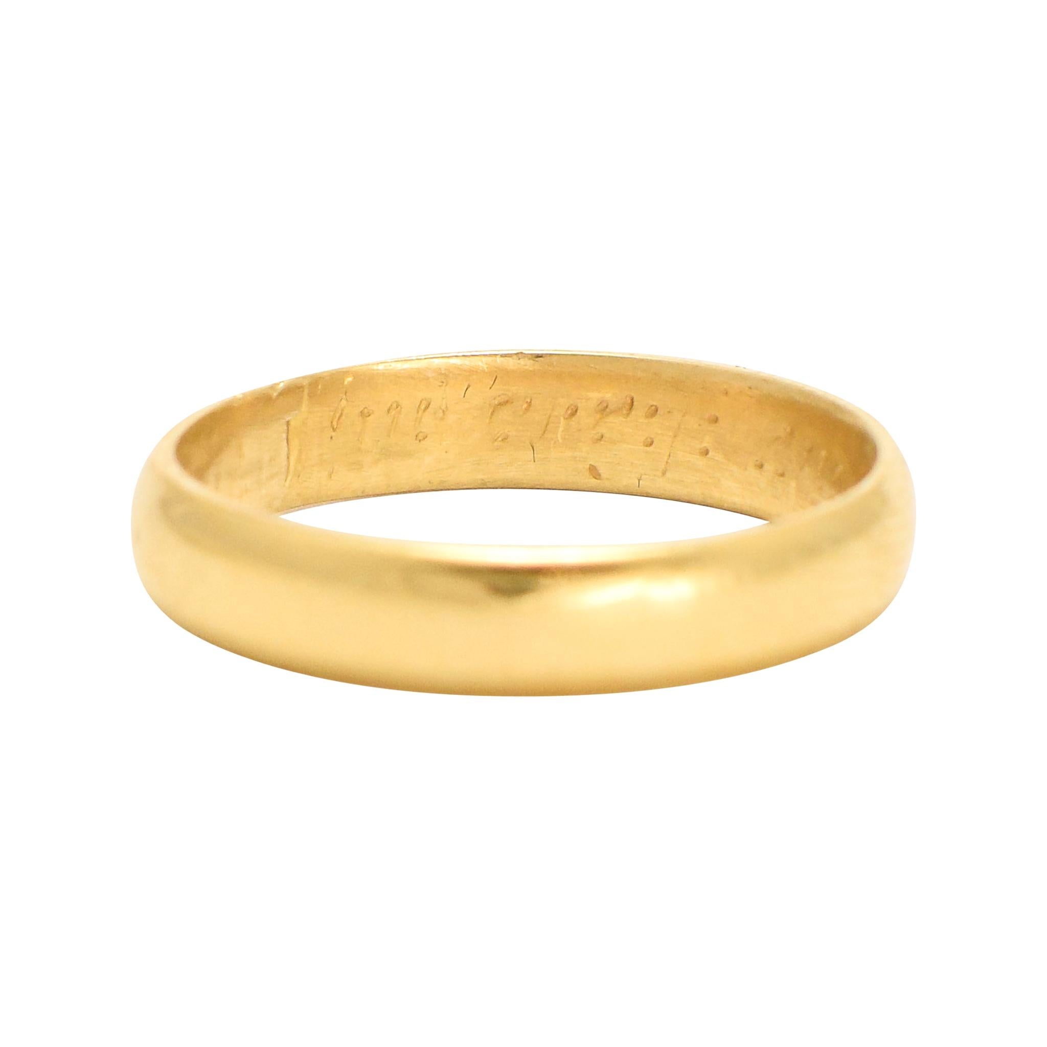 18th Century Gold Posy Ring "In Christ & Thee My Comfort Bee"