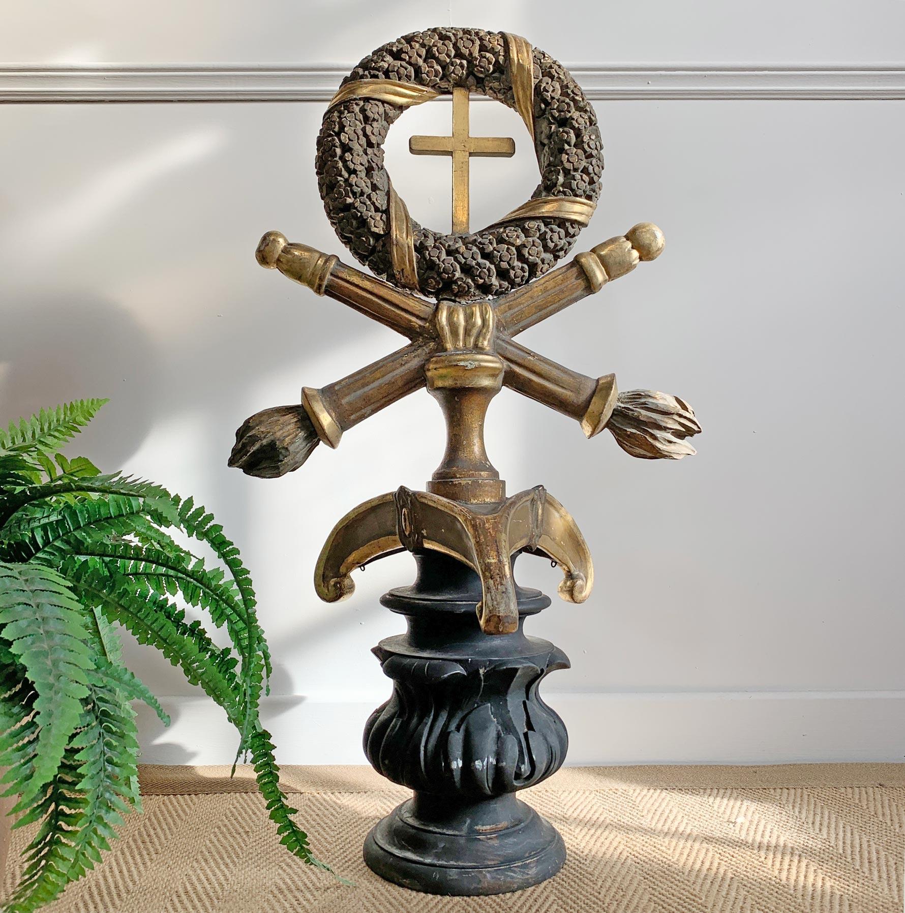 Late 18th Century 18th Century Gold Processional Religious Church Cross For Sale