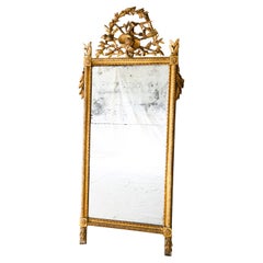 18th Century Gold Queen's Hamlet Style Mercury Glass Mirror