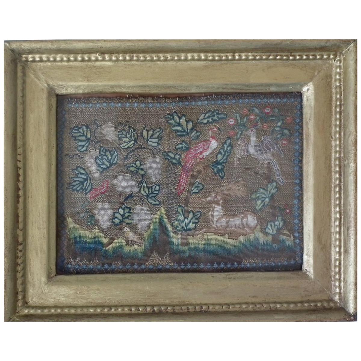 18th Century Gold-Threaded Needlework Picture