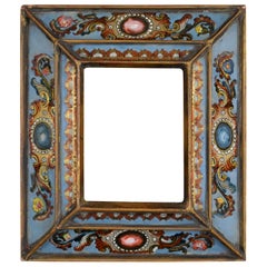 18th Century Golden and Polychrome Painted Glass Frame