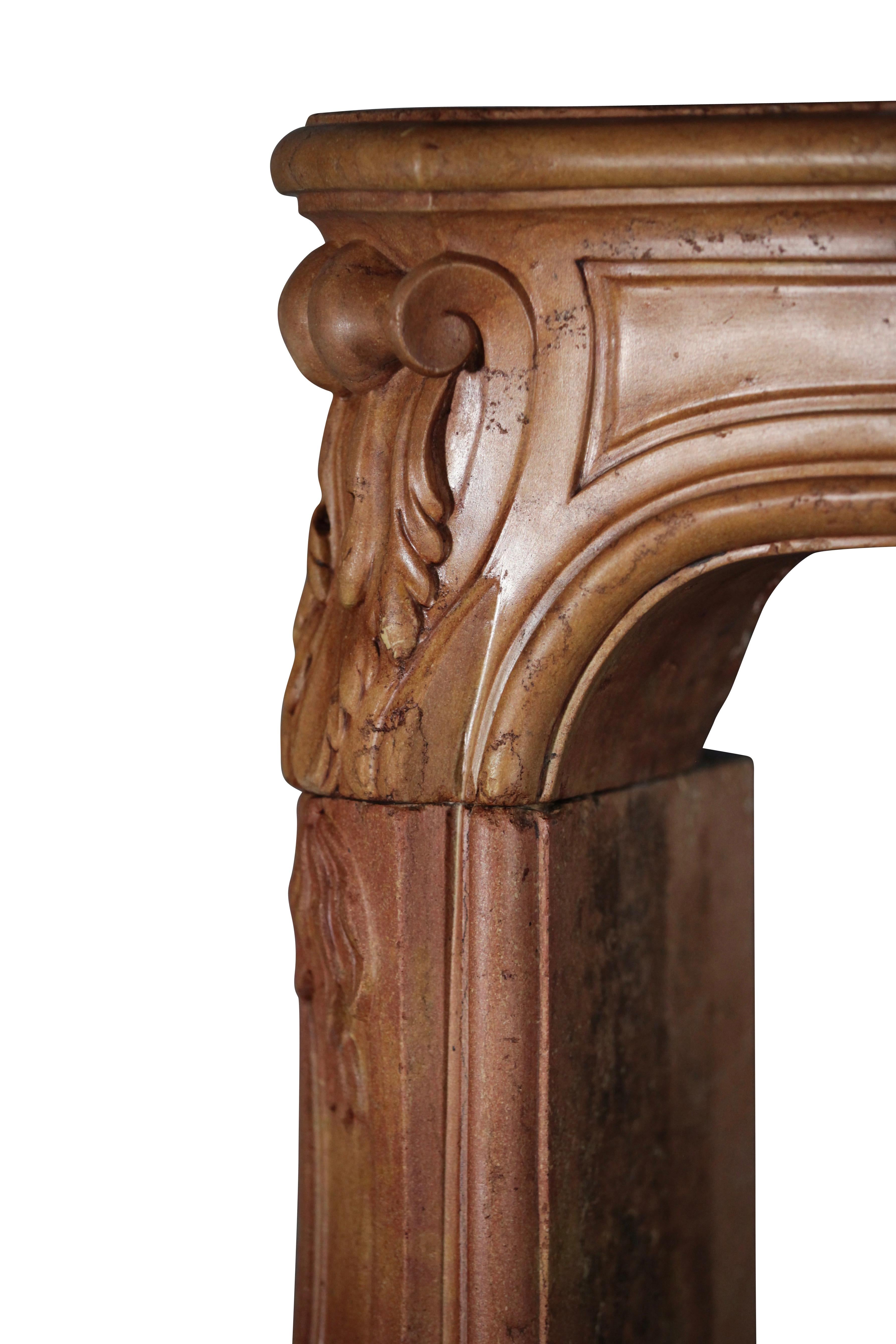Hand-Carved 18th Century Grand French Library Antique Fireplace Surround For Sale