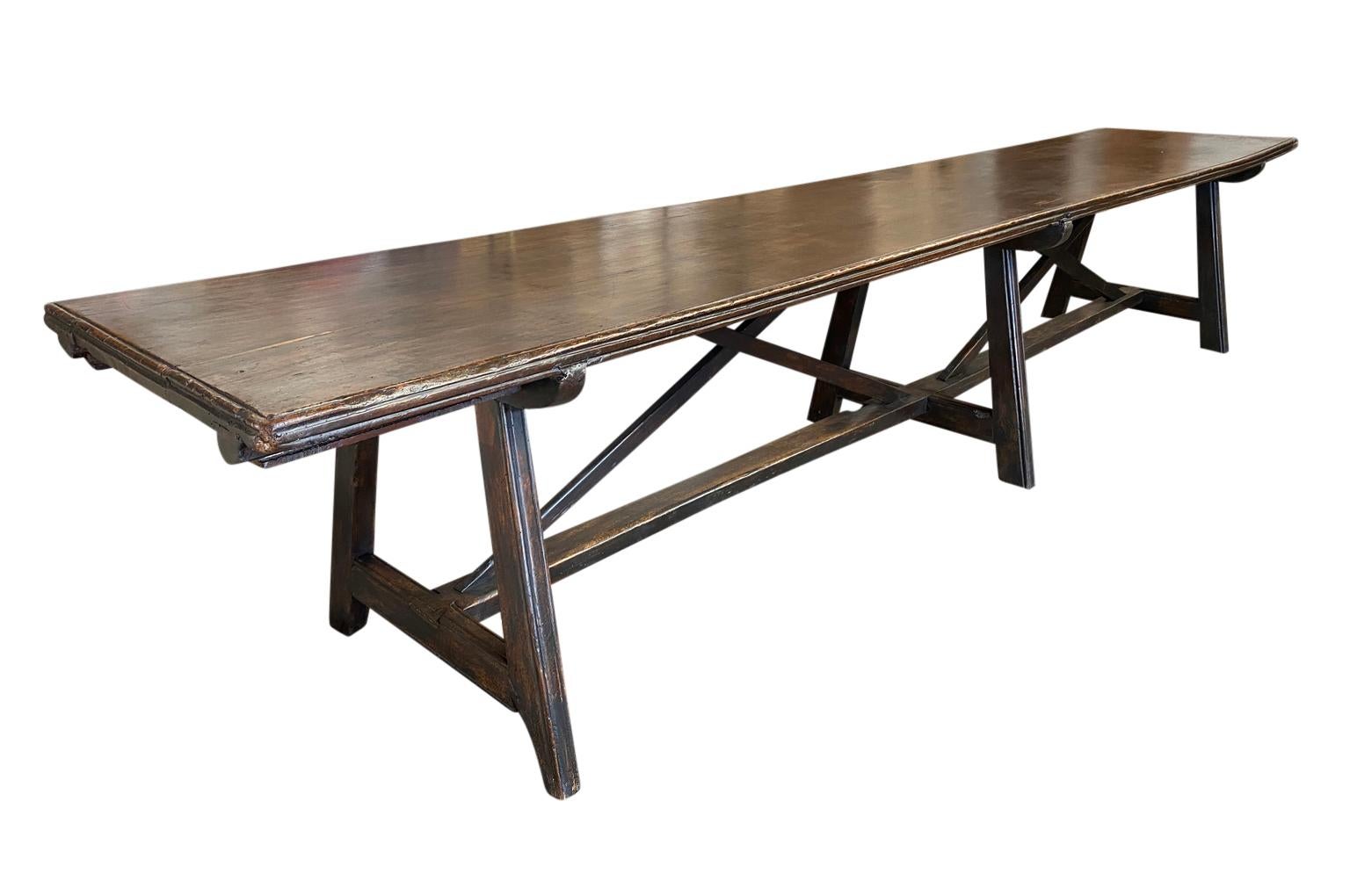 18th Century, Grand Scale Italian Farm Table In Good Condition In Atlanta, GA