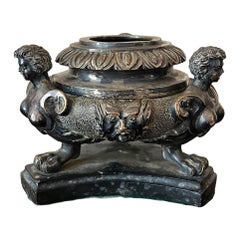 18th Century Grand Tour Silver Plated Bronze Inkwell Neoclassical