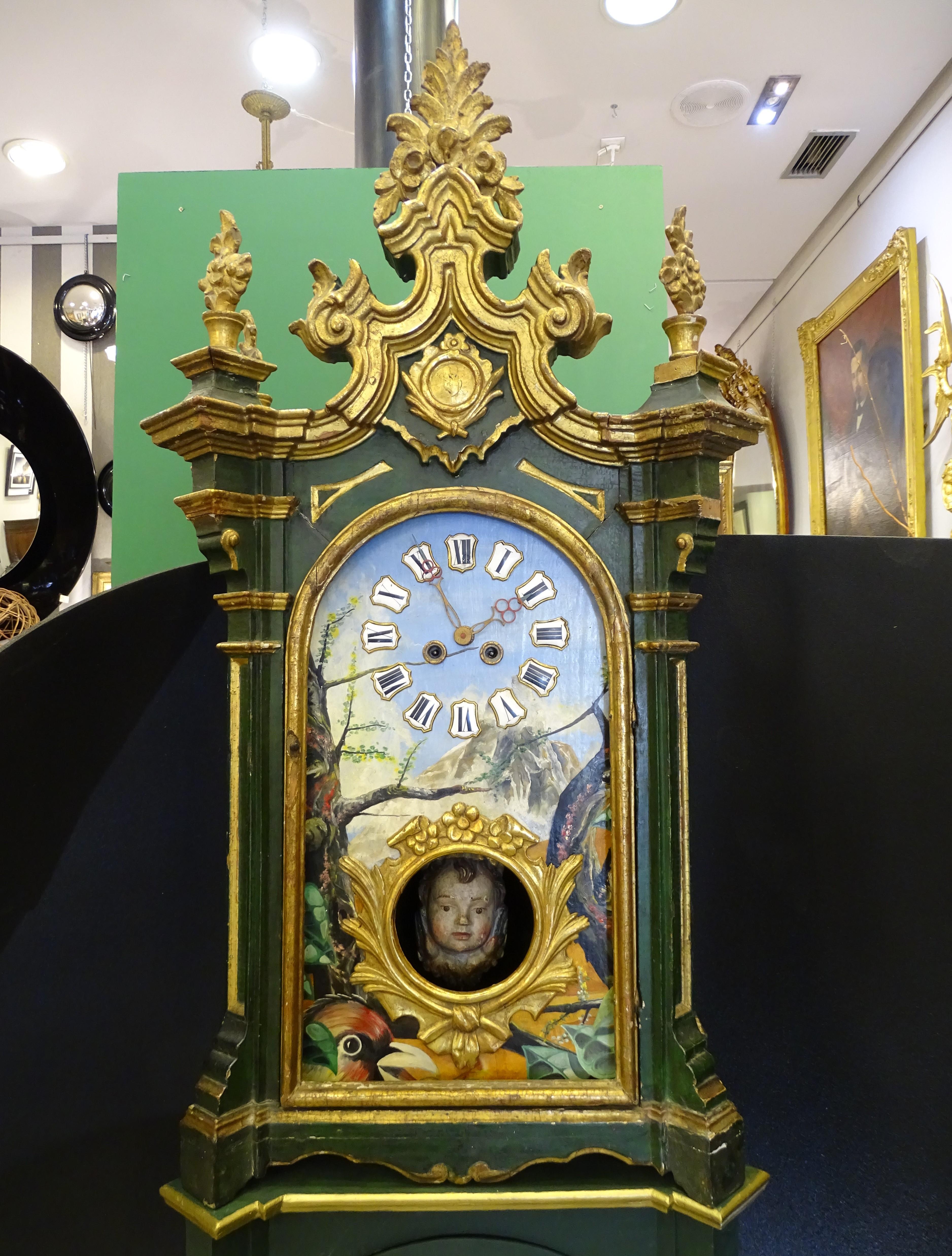 Baroque 18th century Grandfather , Mantel clock , Black Forest, Germany