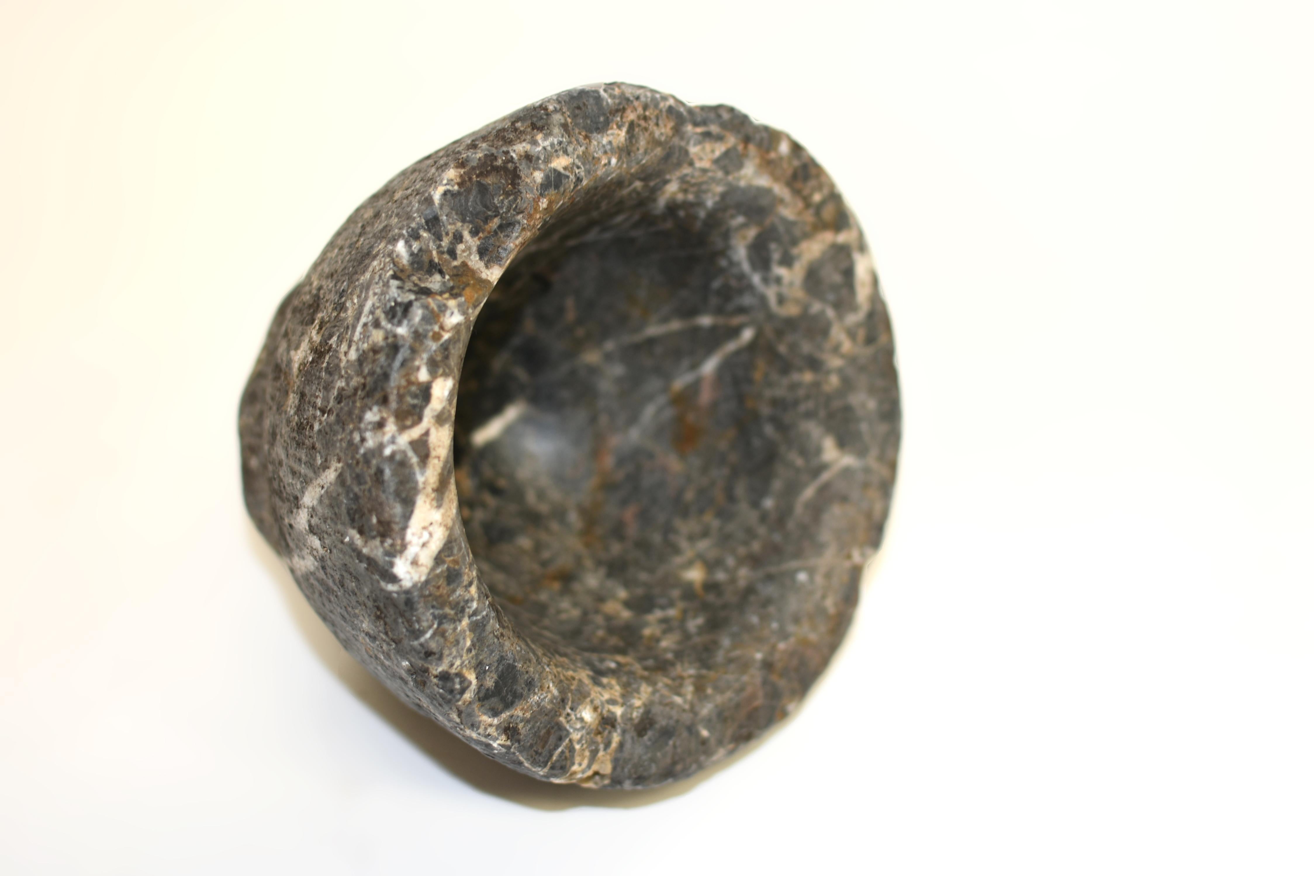 18th Century Granite Stone Bowl Mortar Planter 6.5 lb For Sale 3