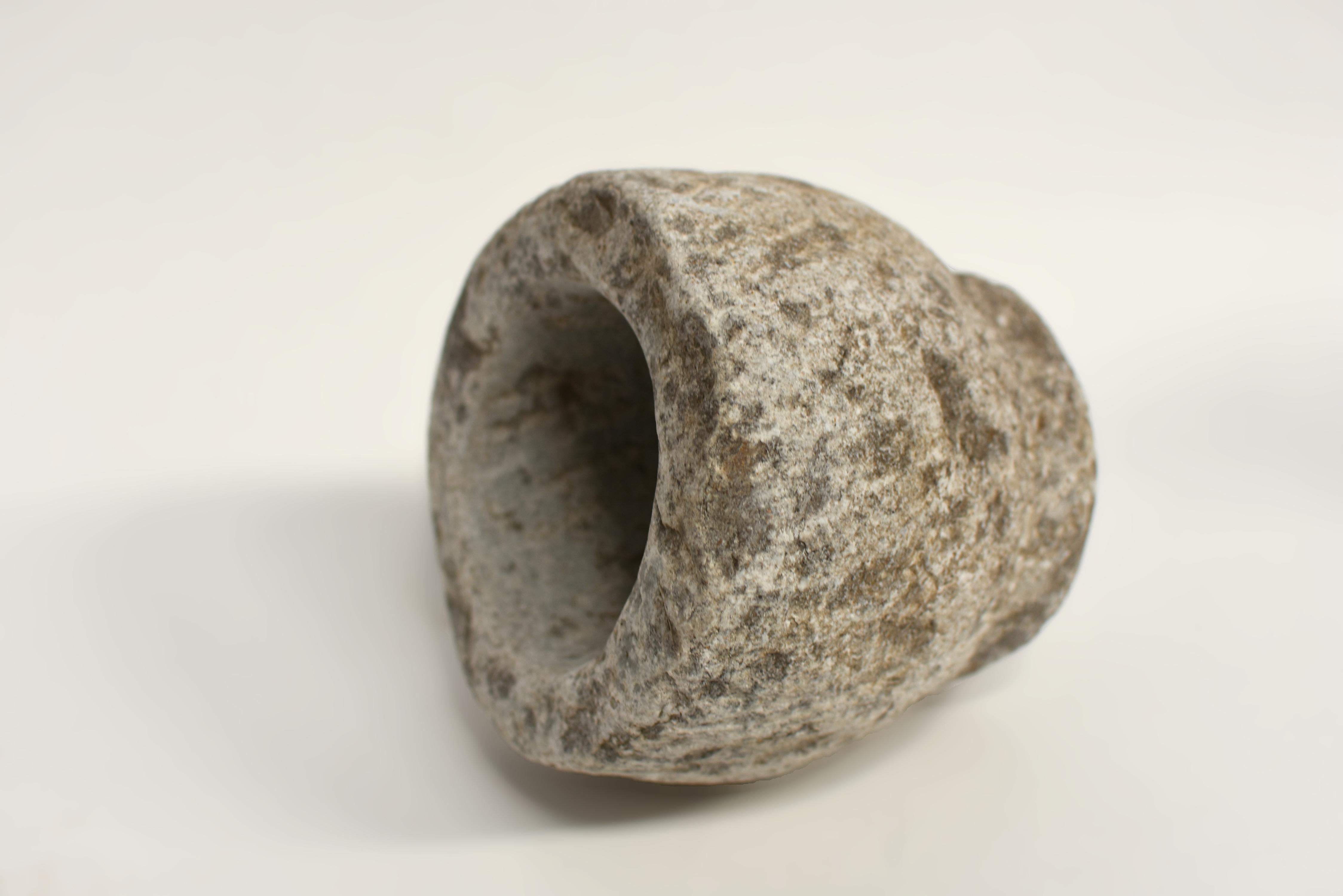 Jardinera de mortero de piedra de granito del siglo XVIII 9 lb Tallado a mano en venta