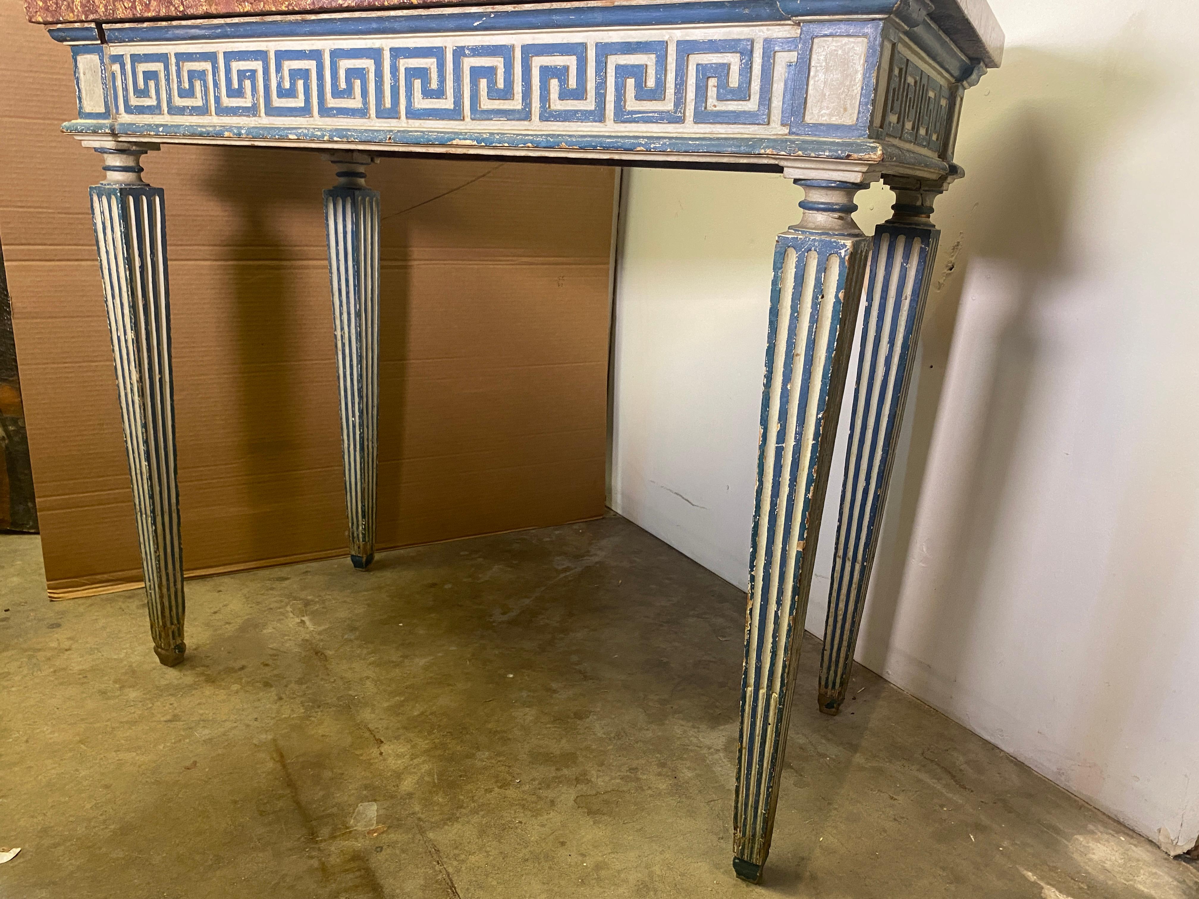 Carved 18th Century Greco Roman Marble Console Table For Sale