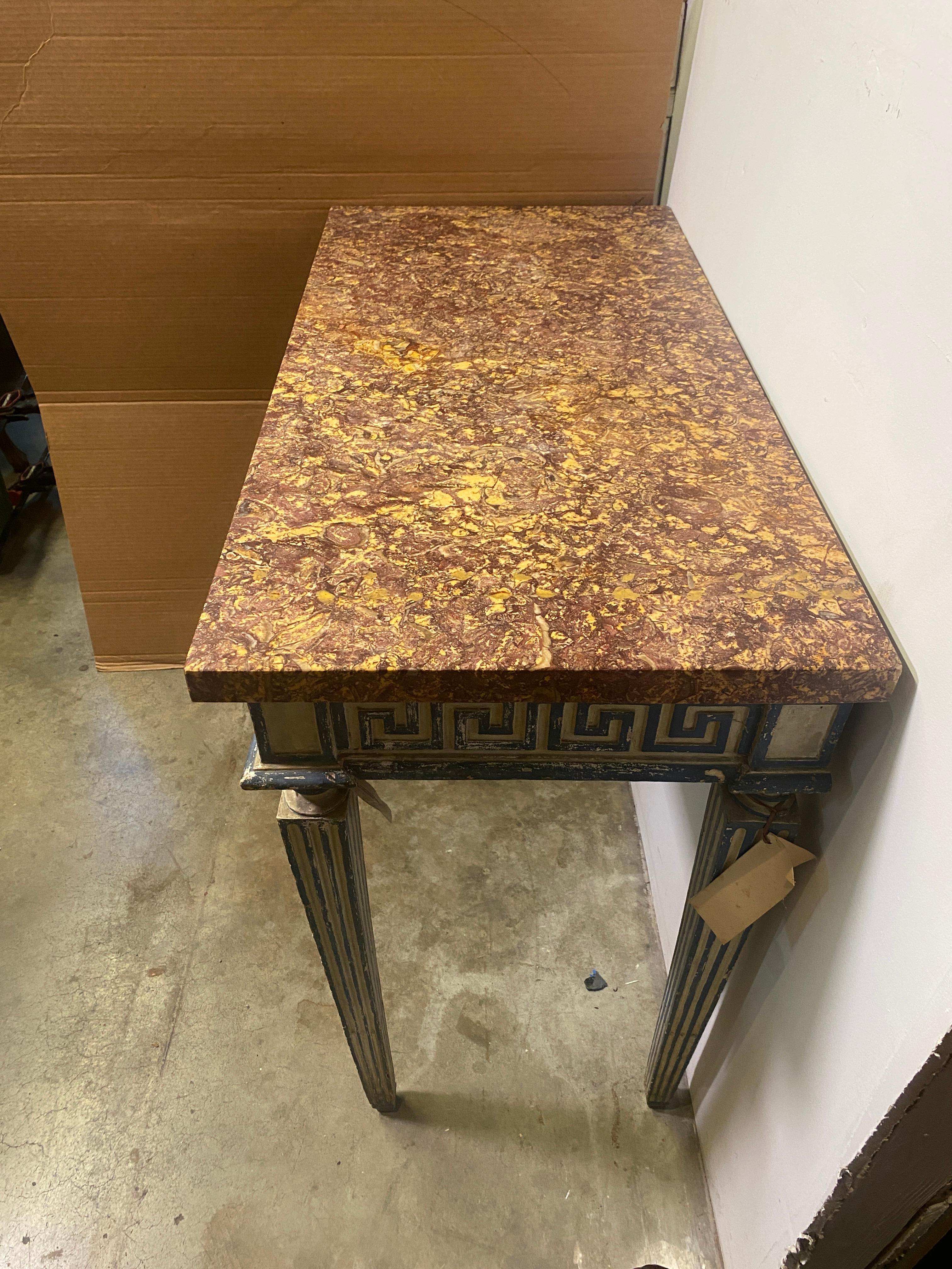 Italian 18th Century Greco Roman Marble Console Table For Sale