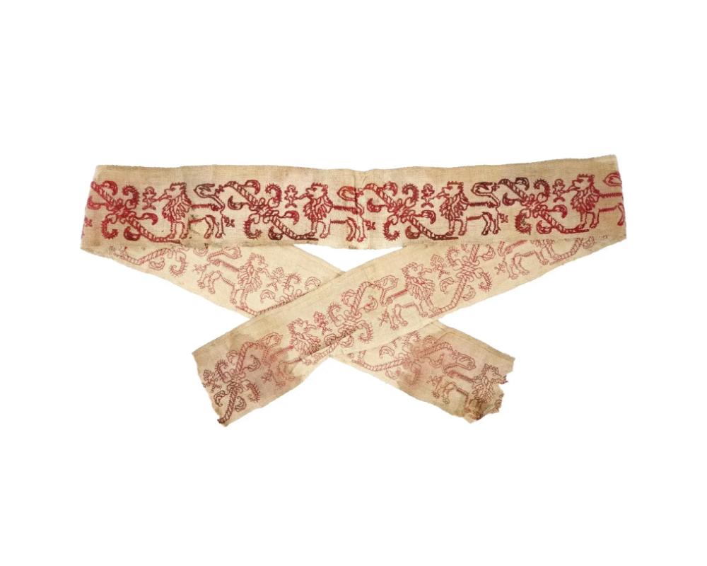Unknown 18Th Century Greek Embroidered Textile Fragment For Sale