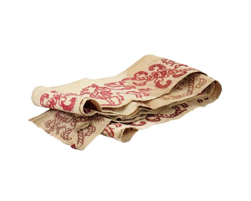 18Th Century Greek Embroidered Textile Fragment In Good Condition For Sale In New York, NY