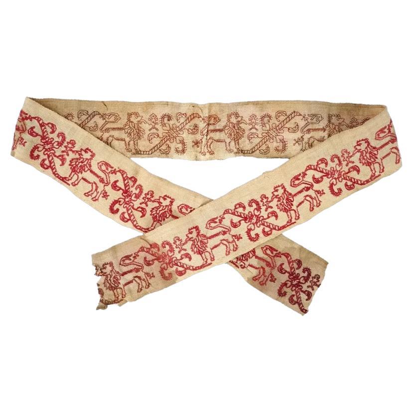 18Th Century Greek Embroidered Textile Fragment For Sale