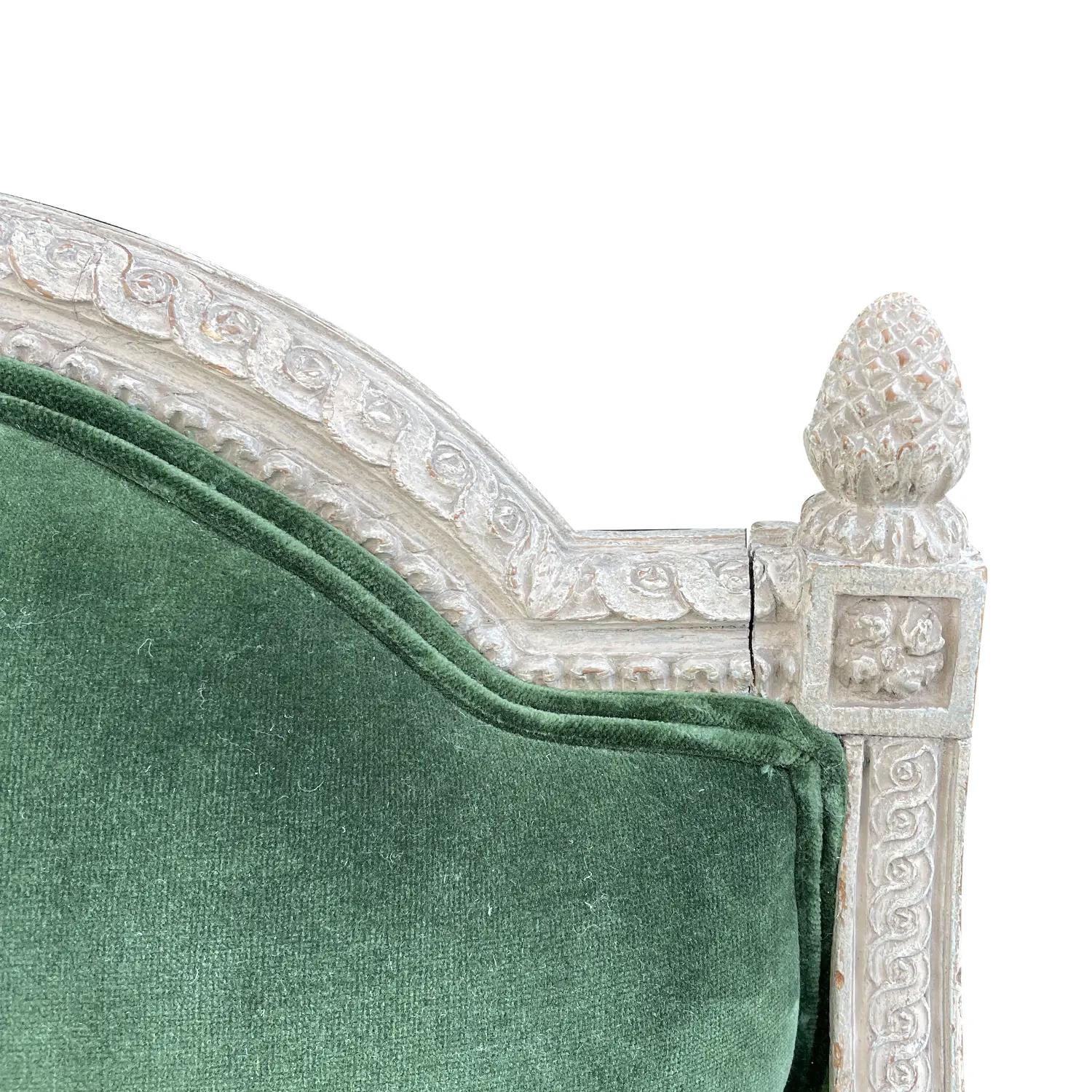 18th Century Green French Three Seater Beechwood, Velour Sofa by Sulpice Brizard For Sale 8