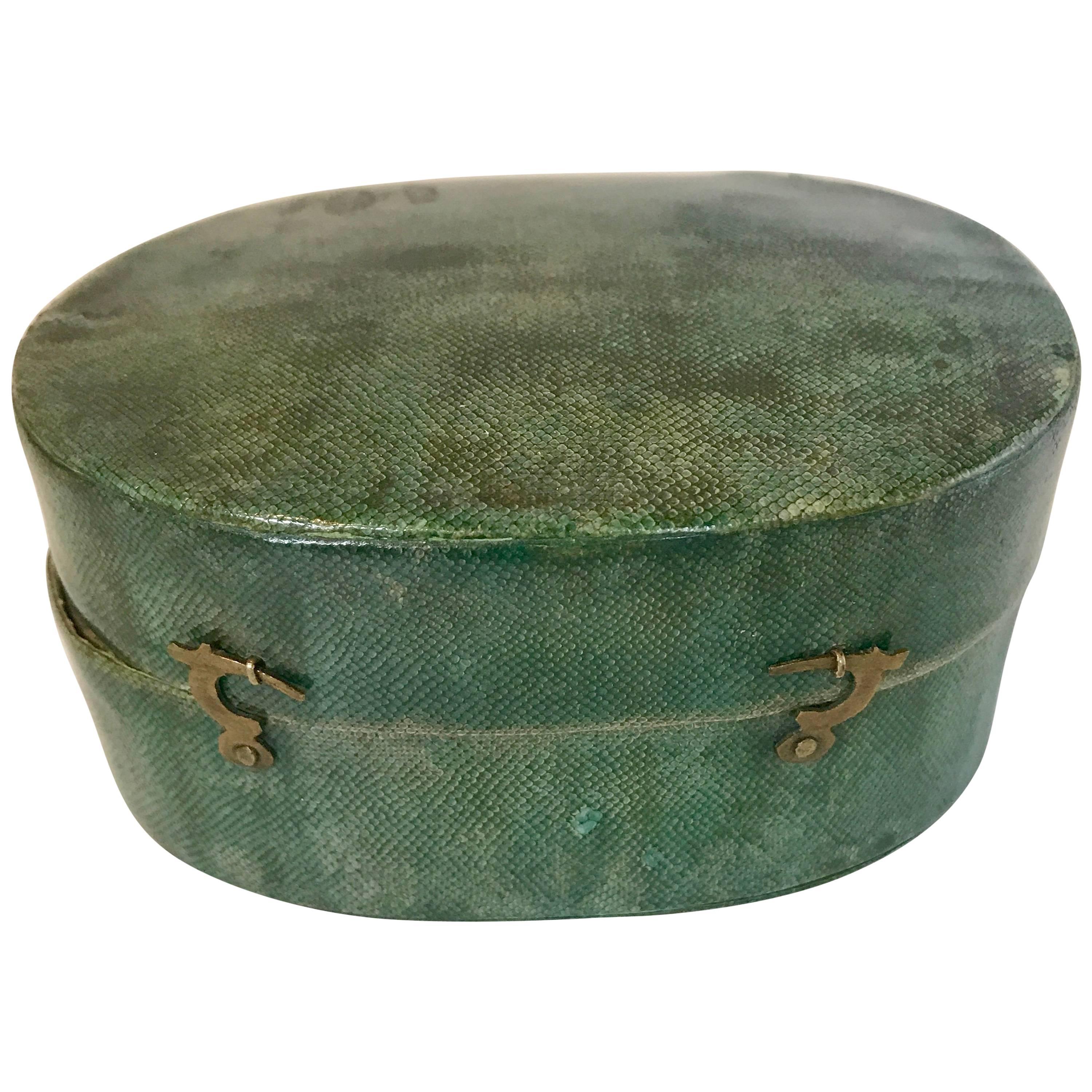 18th Century Green Shagreen Box with Hook and Eye Clasp For Sale