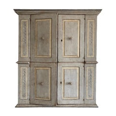 18th Century Grey-Brown Italian Armoire, Antique Renaissance Walnut Closet