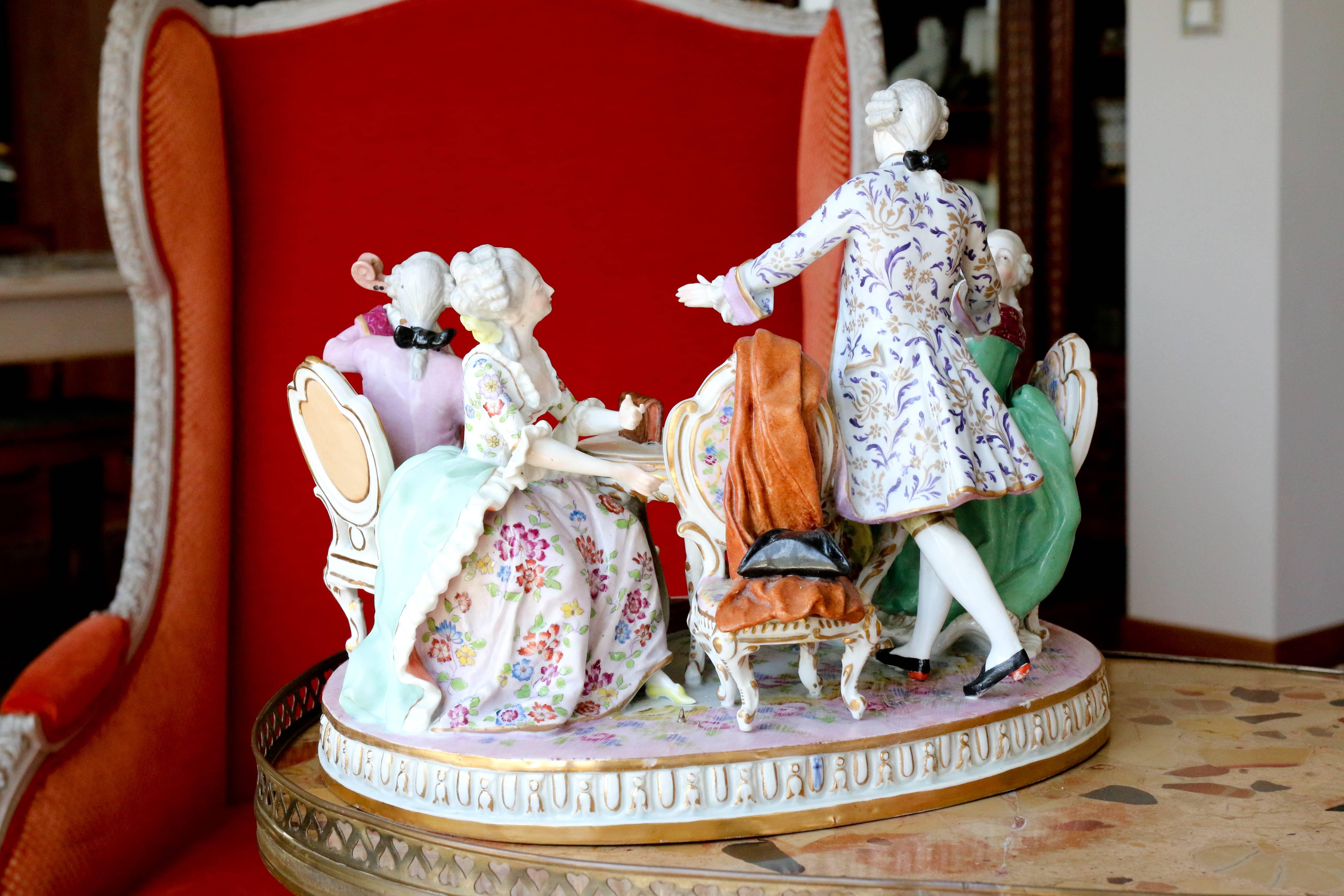 Rococo 18th Century Group in Saxe Porcelain 
