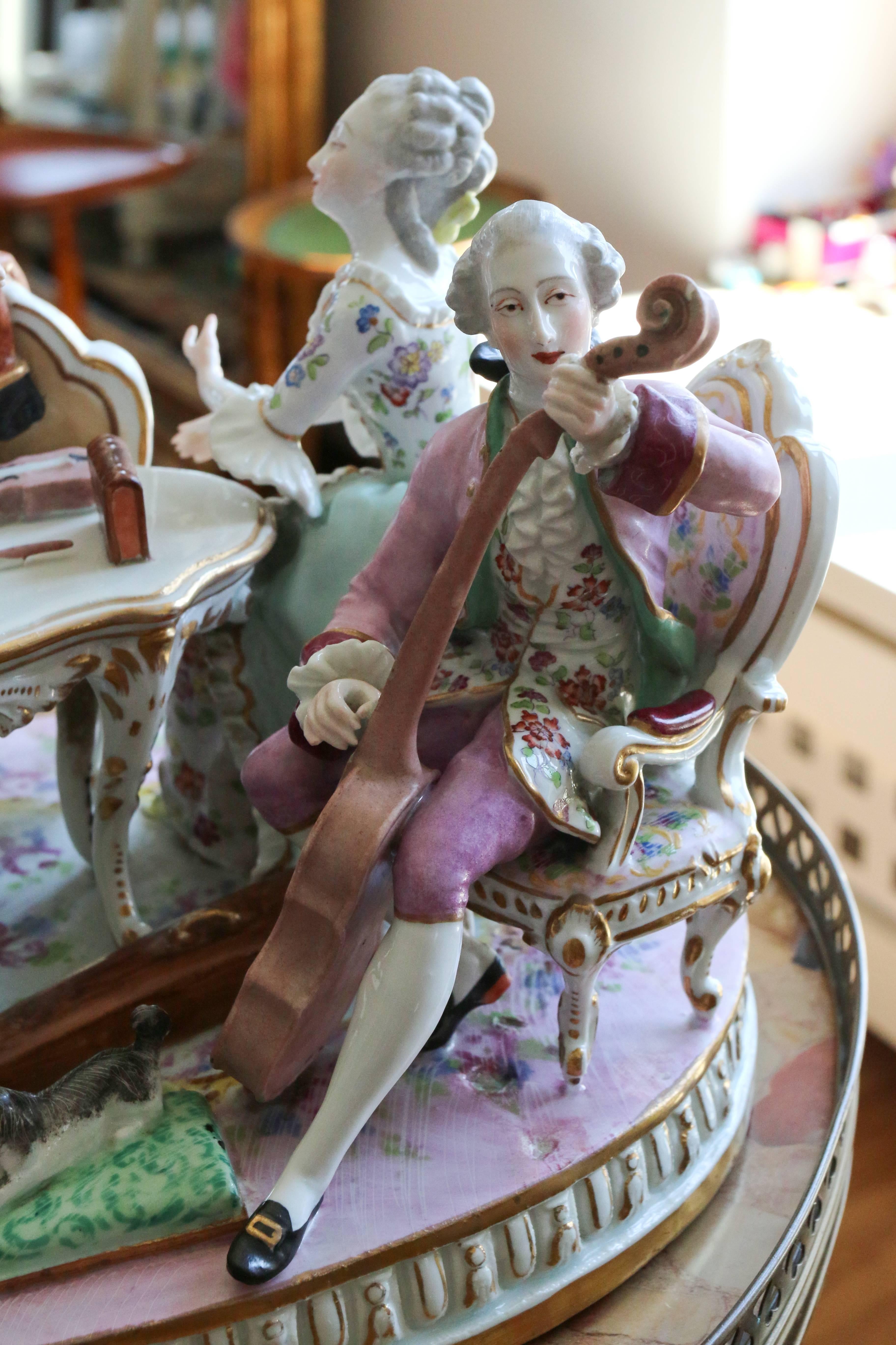 Hand-Painted 18th Century Group in Saxe Porcelain 