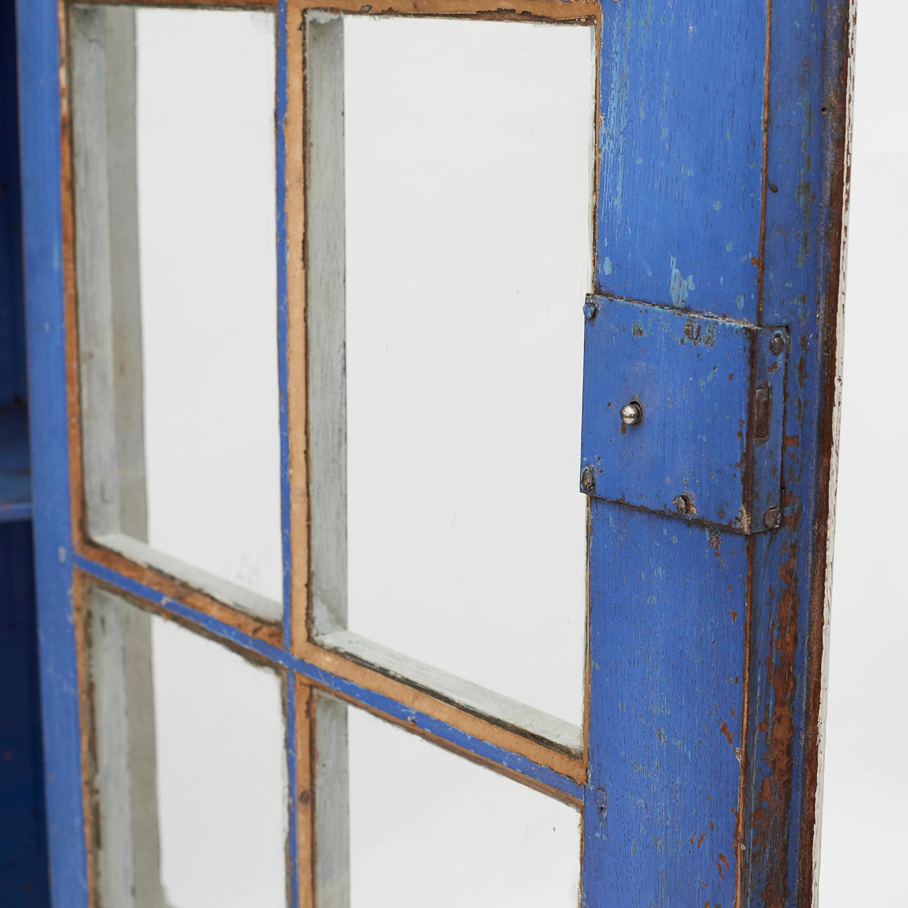 Oak 18th Century Gustavian 2-Door Cabinet with Beautiful Blue Color Inside