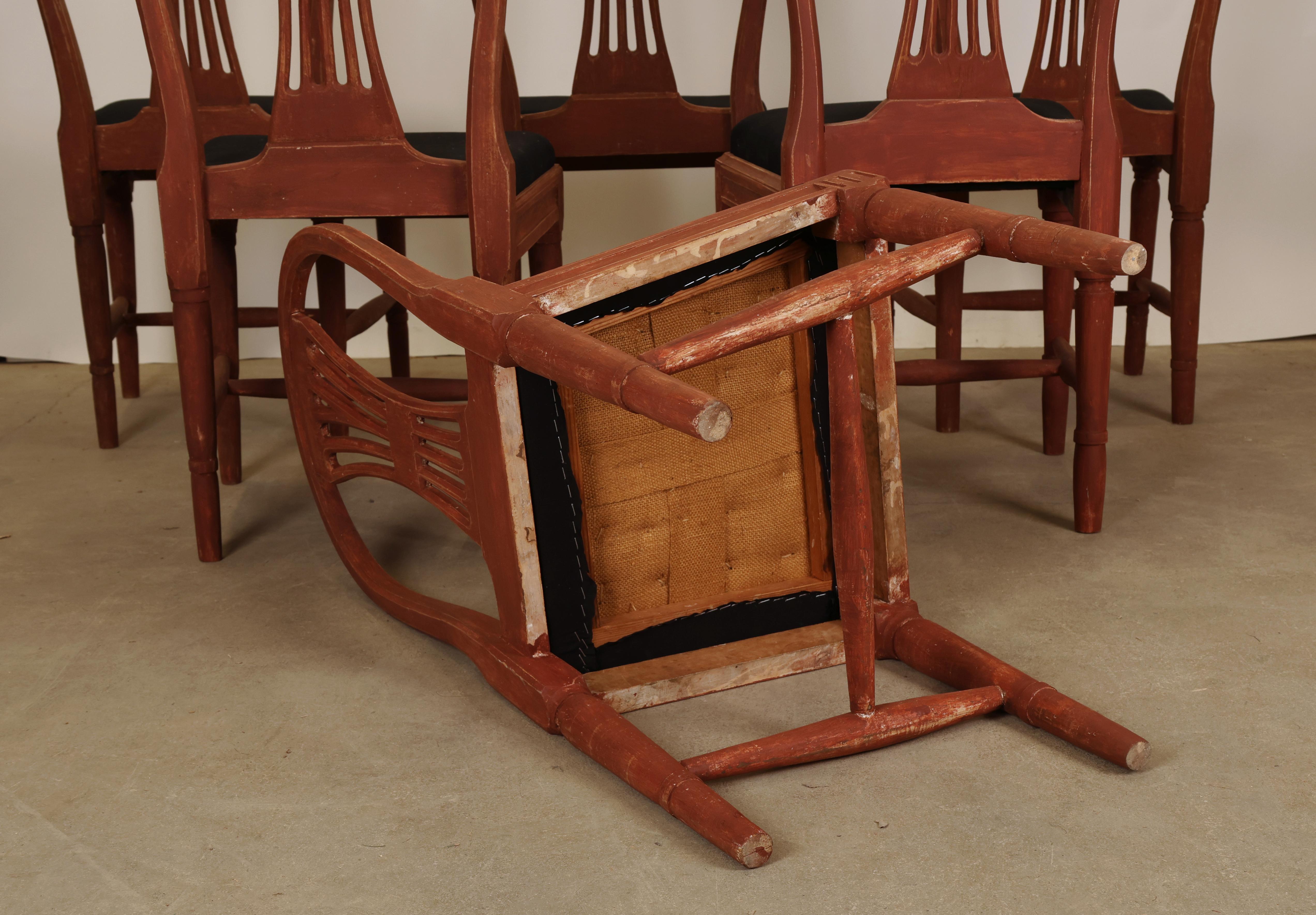 Sillas Gustavianas del Siglo XVIII, Juego de Seis Gustaviano en venta